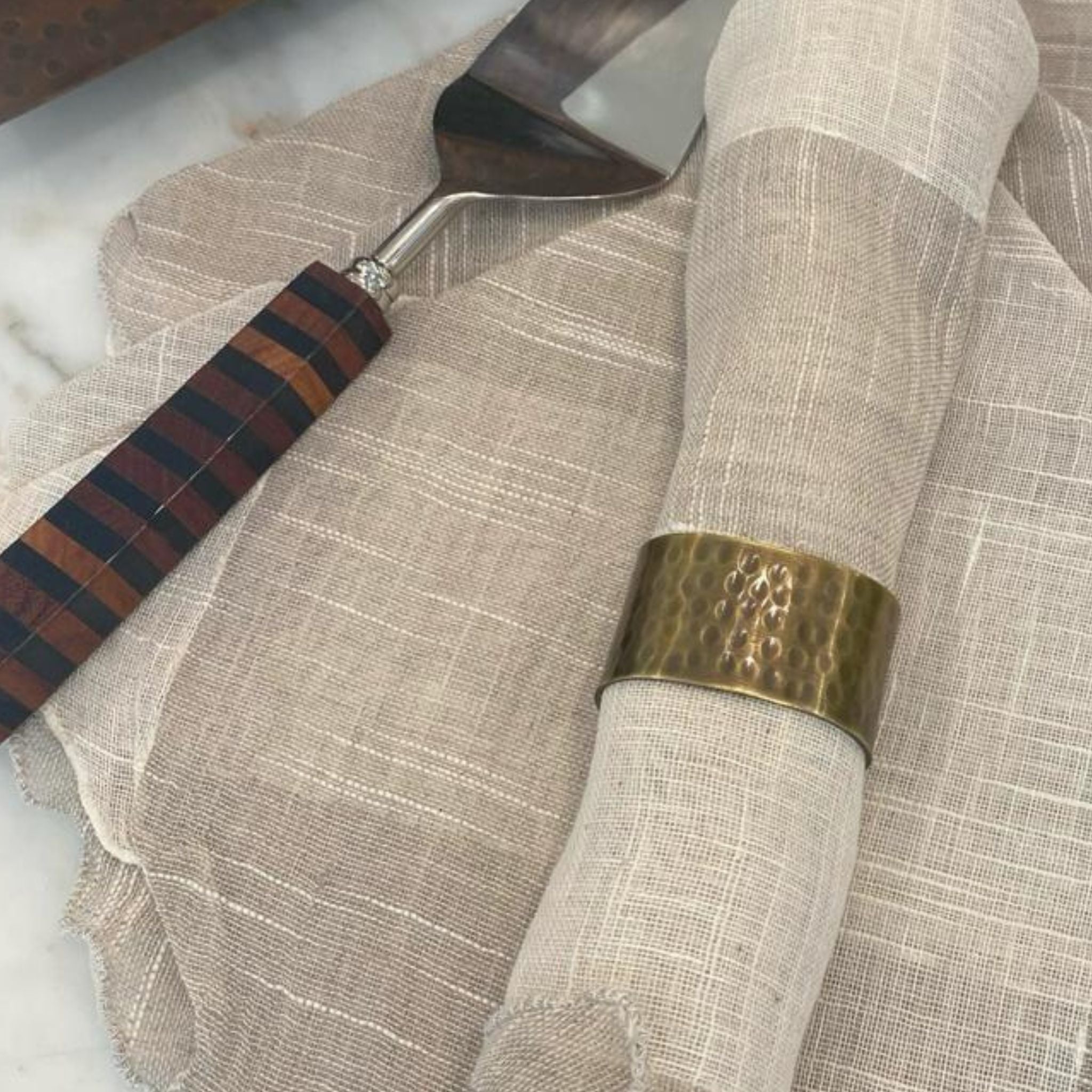 Striped Wood Cake Server