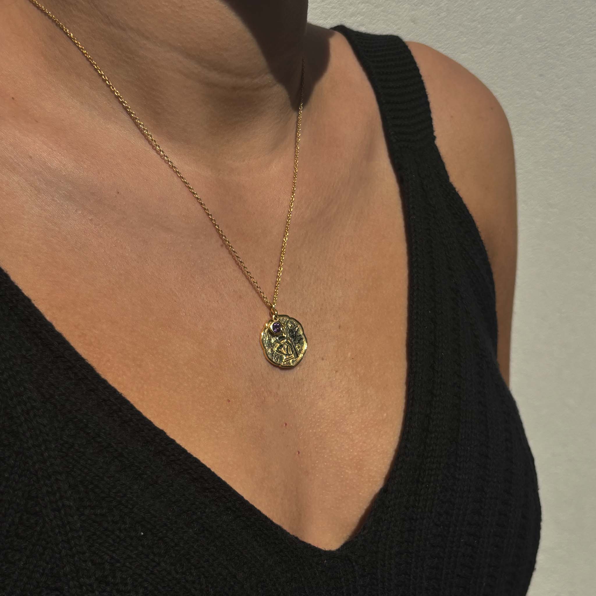 Aquarius Necklace With Birth Stone Charm