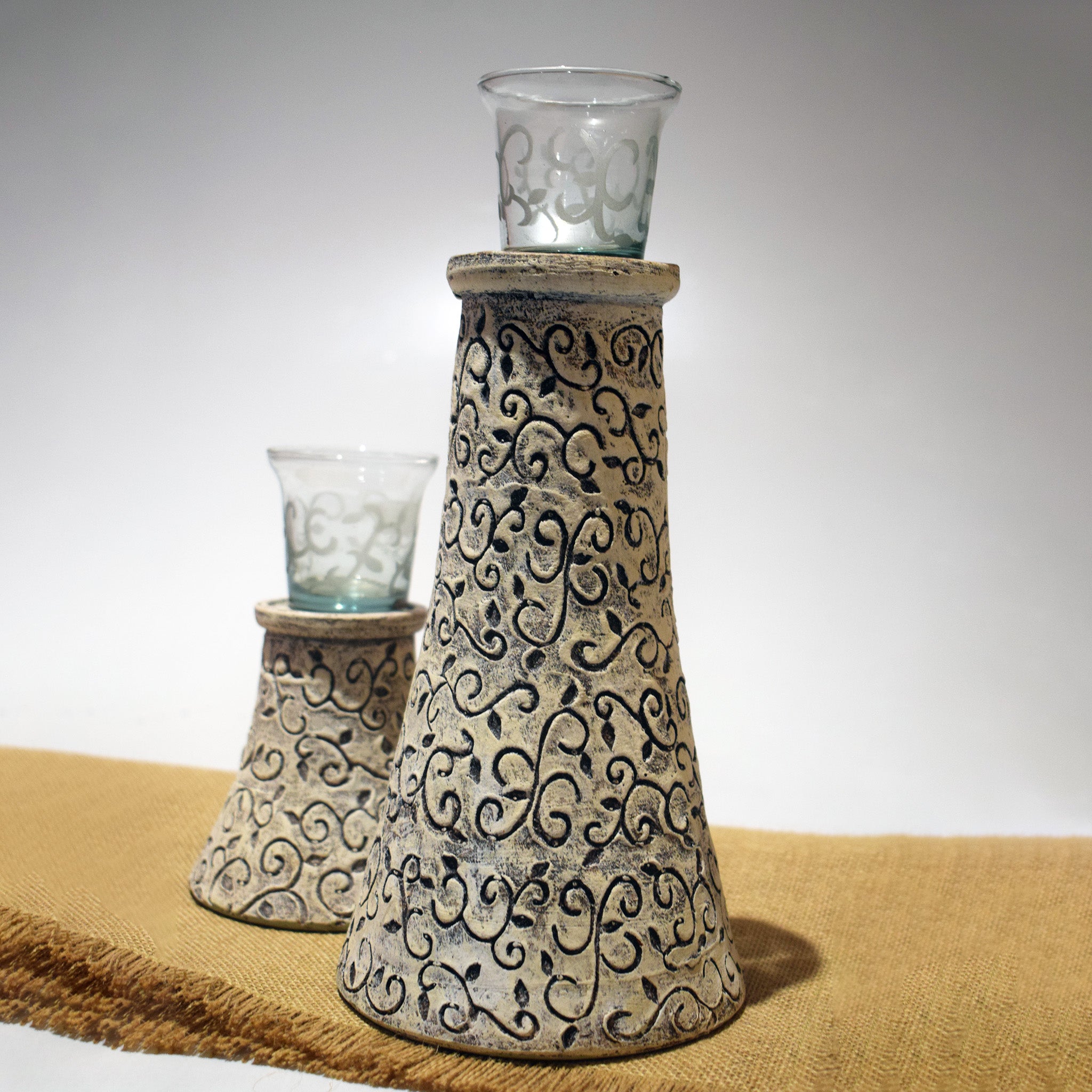 Arabesque Candle holders with Glass Votive