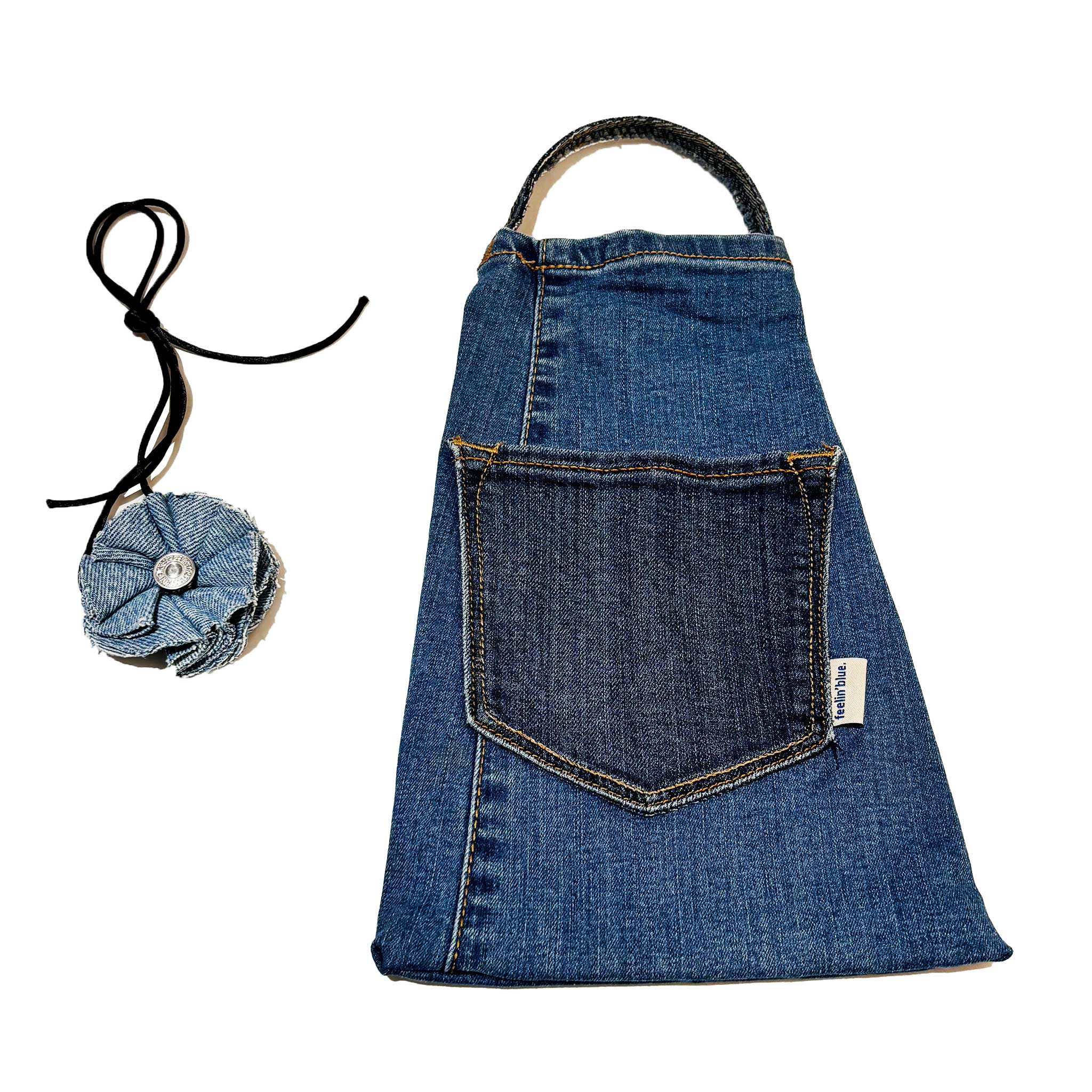 Denim Wine Bag & Hair Tie/Choker