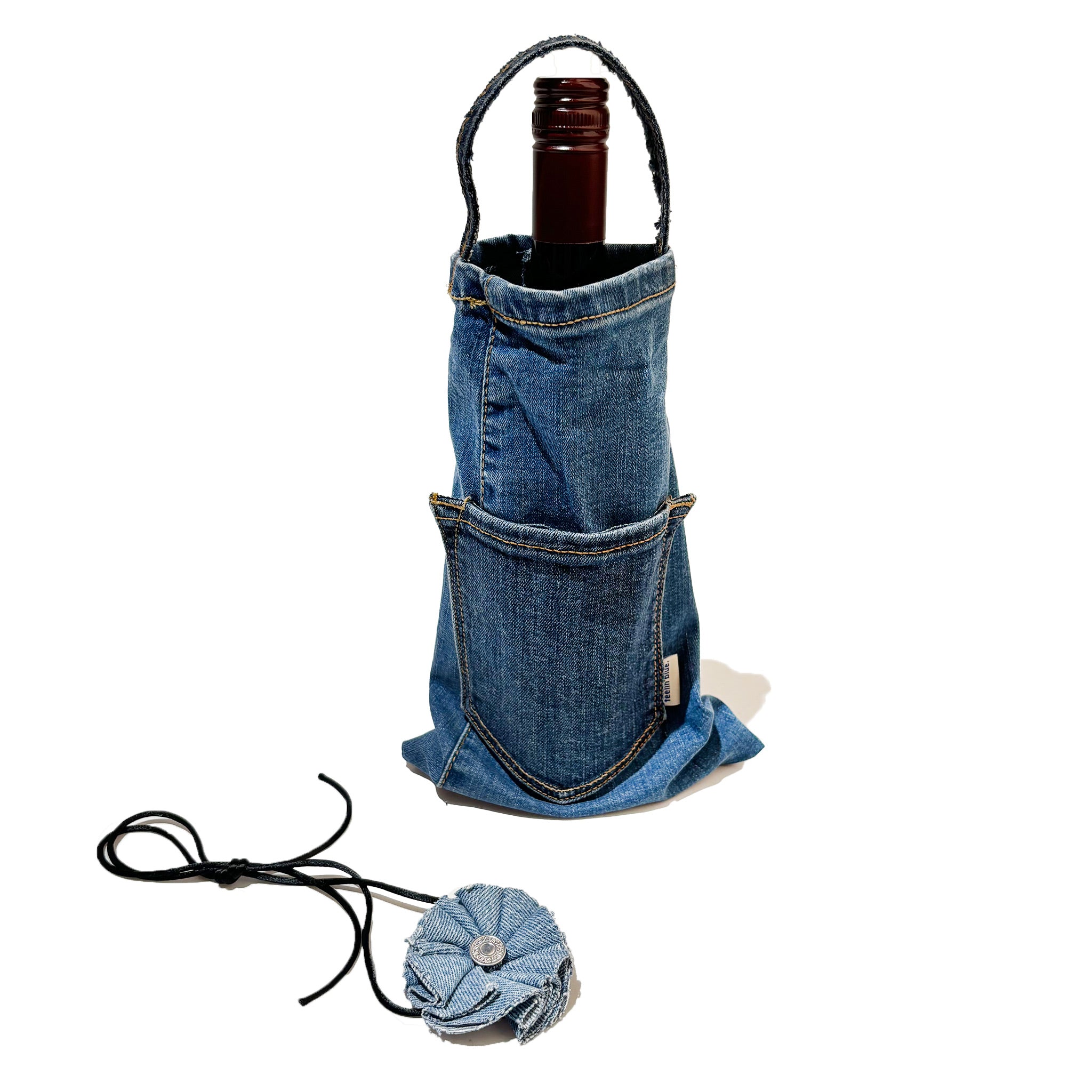 Denim Wine Bag & Hair Tie/Choker