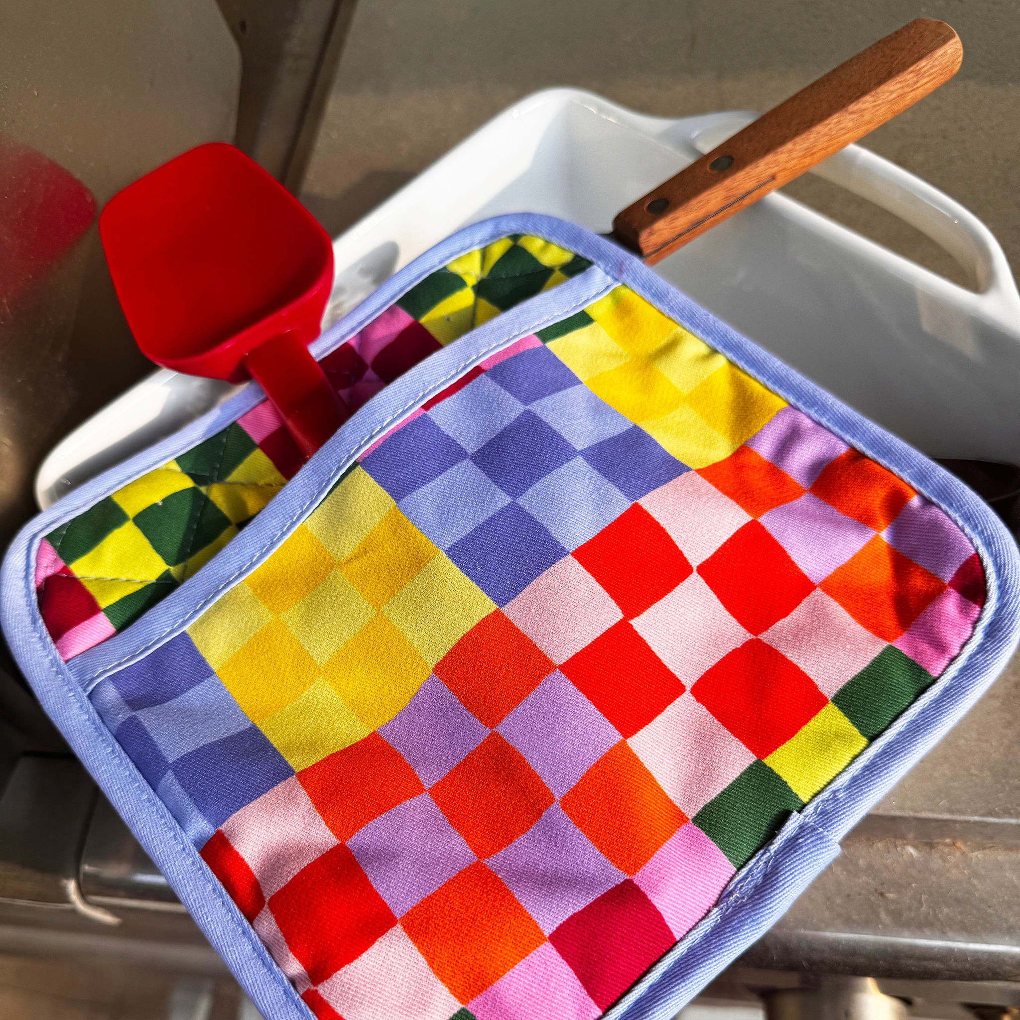 Rainbow Check Mitt & Pot Holder Set