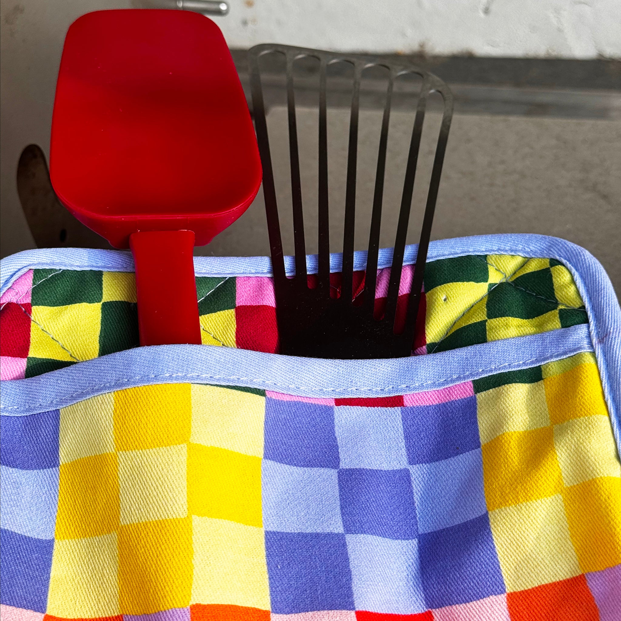 Rainbow Check Mitt & Pot Holder Set