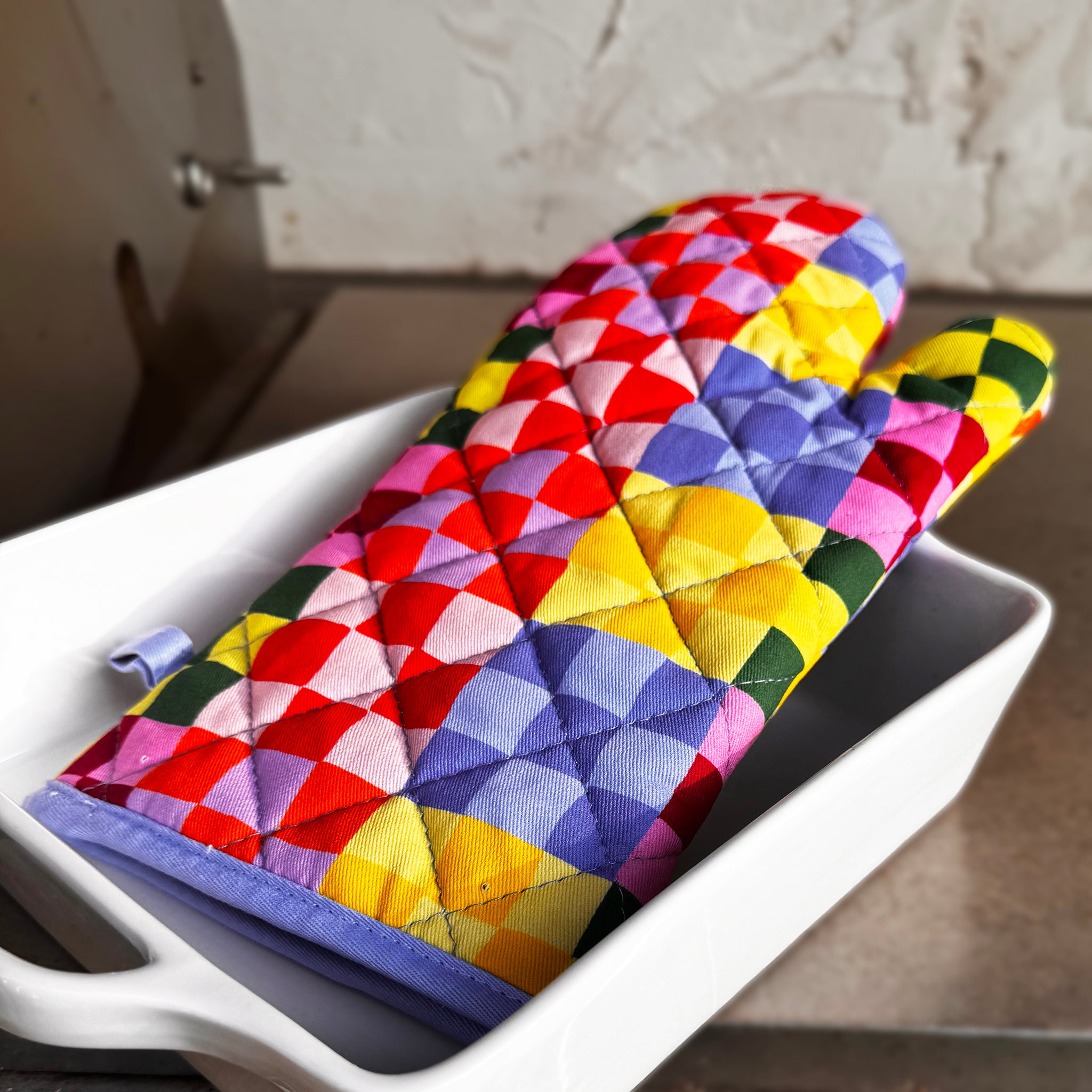 Rainbow Check Mitt & Pot Holder Set