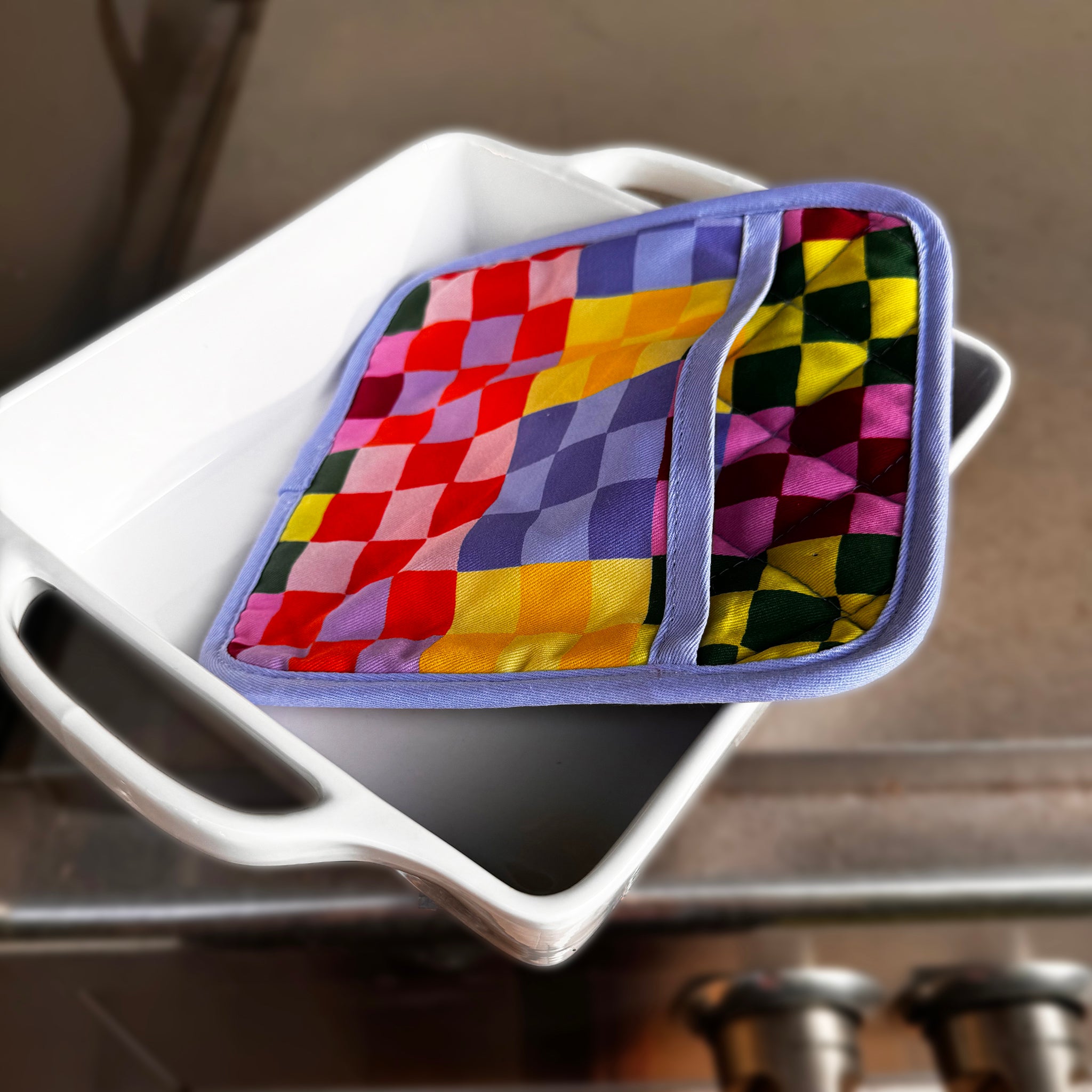 Rainbow Check Mitt & Pot Holder Set