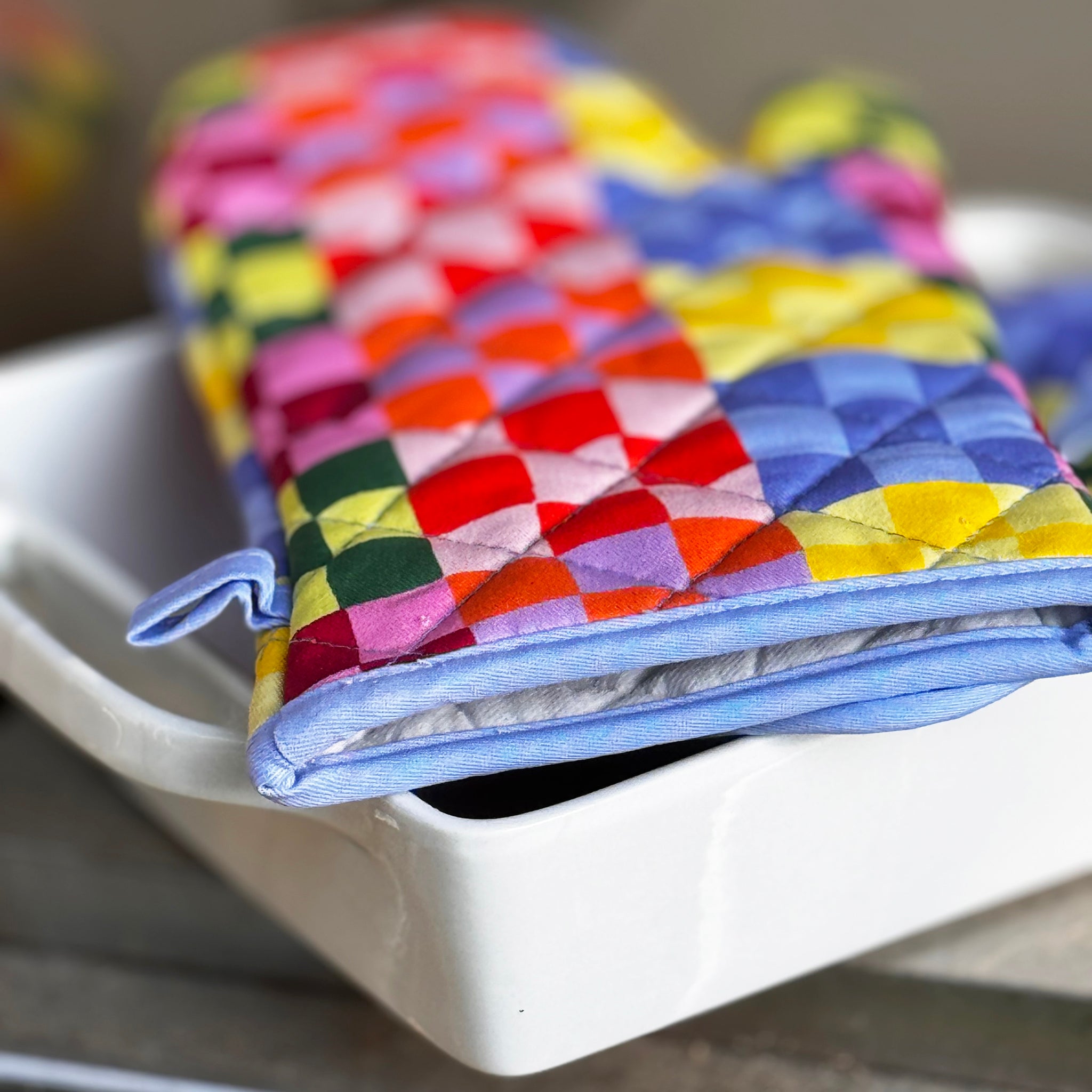 Rainbow Check Mitt & Pot Holder Set