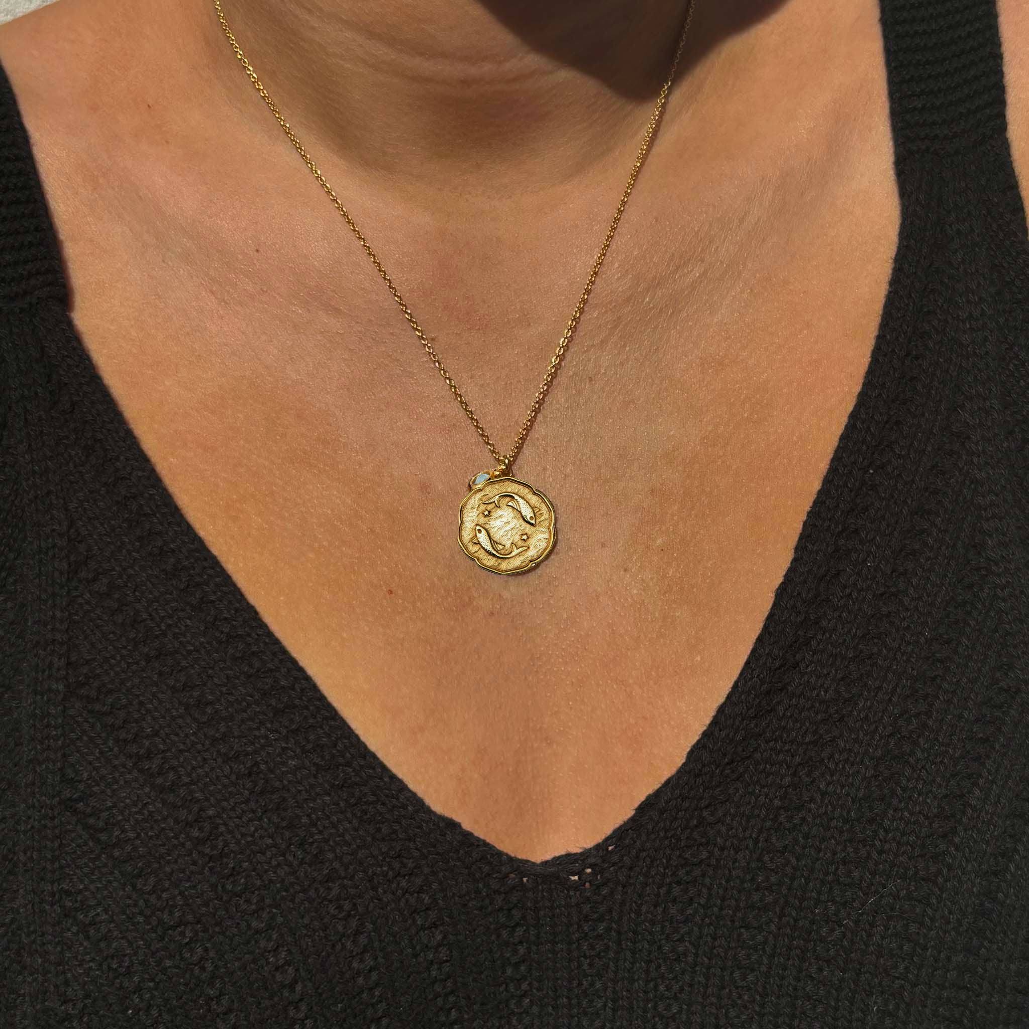 Pisces Necklace With Birth Stone Charm