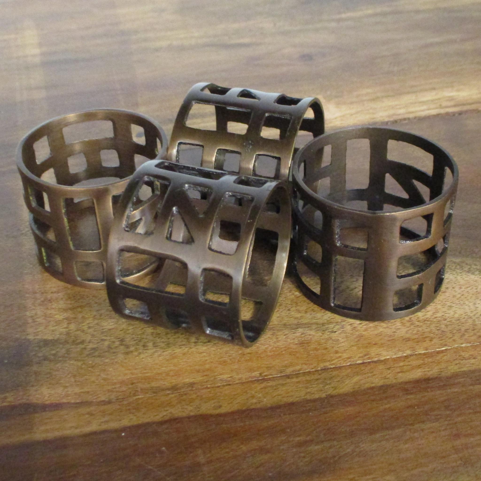 Copper Napkin Rings - Hollow Set of 4