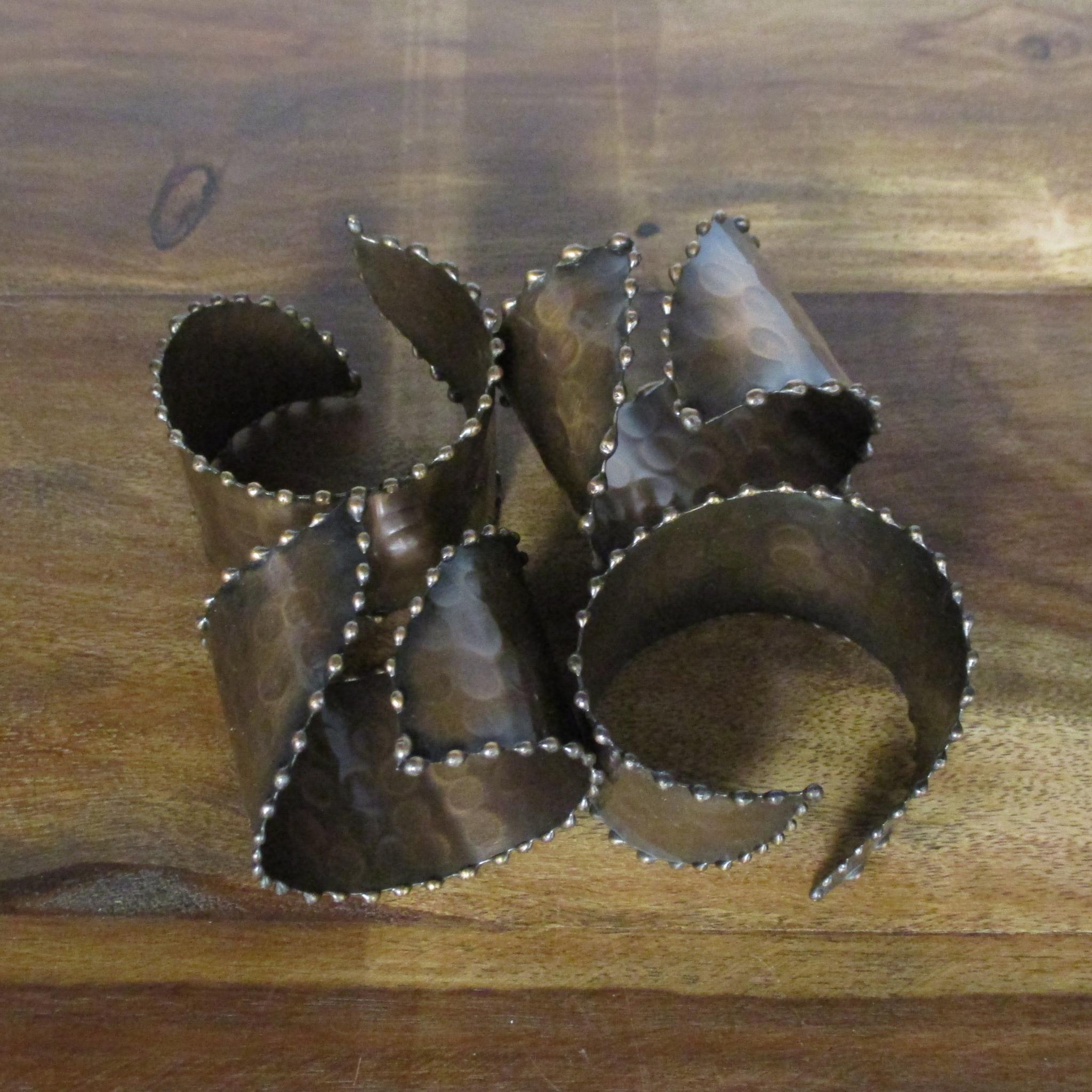 Copper Napkin Rings - Hammered Set of 4