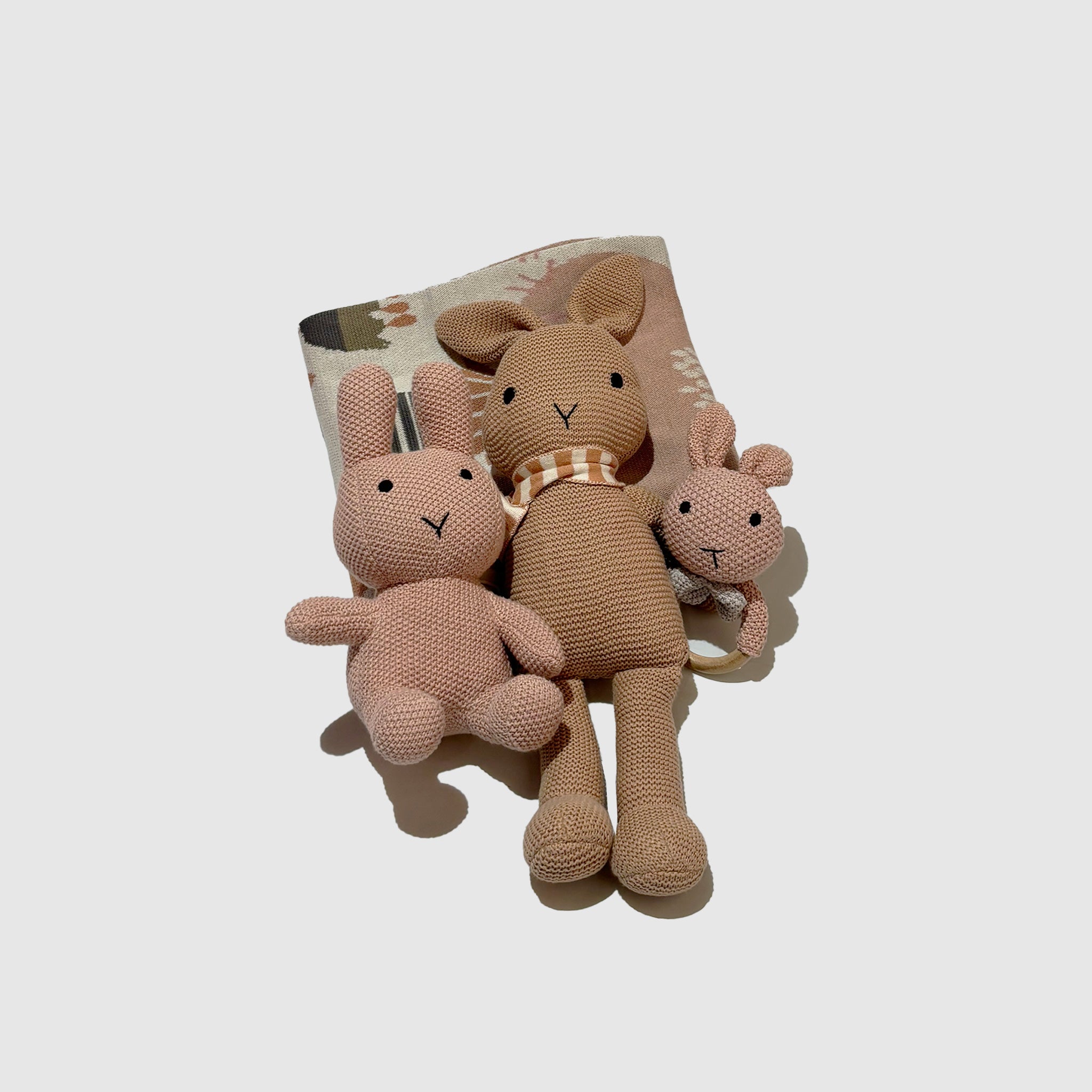 Pink Lullaby Bunny Trio & Blanket Gift Set