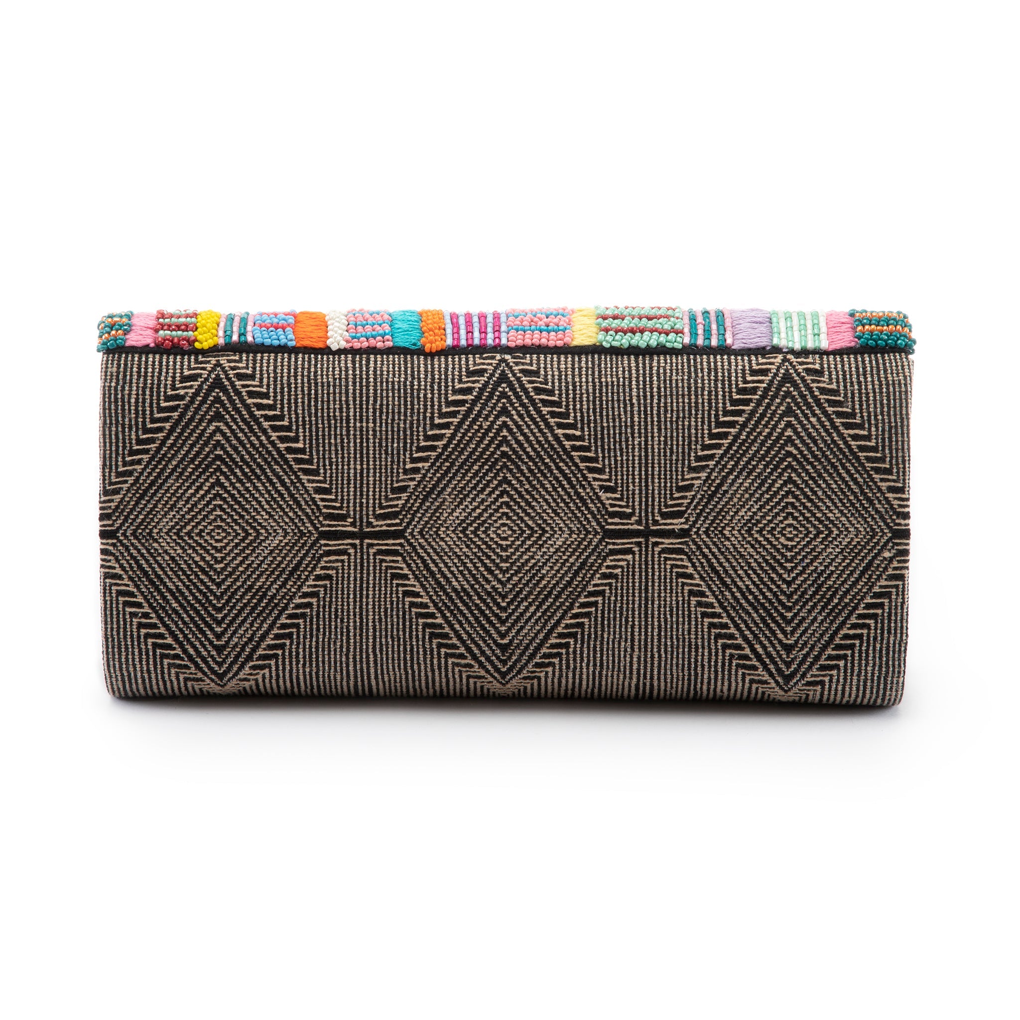 Sikh Clutch with Striped Beaded Woven Raffia