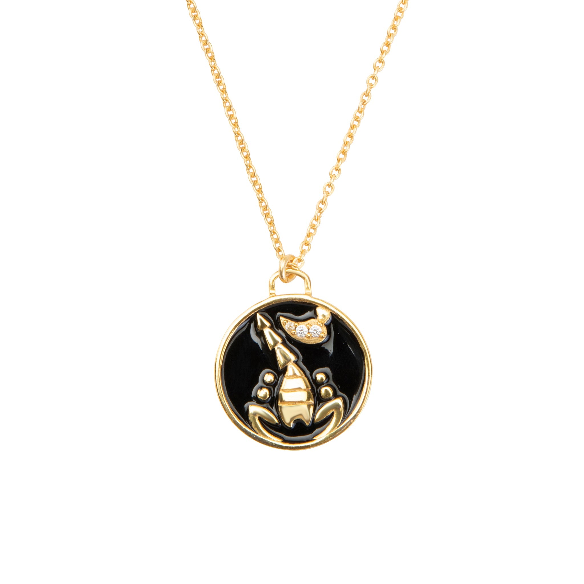 Celestial Scorpio Necklace – Gold Scorpion with Black Enamel