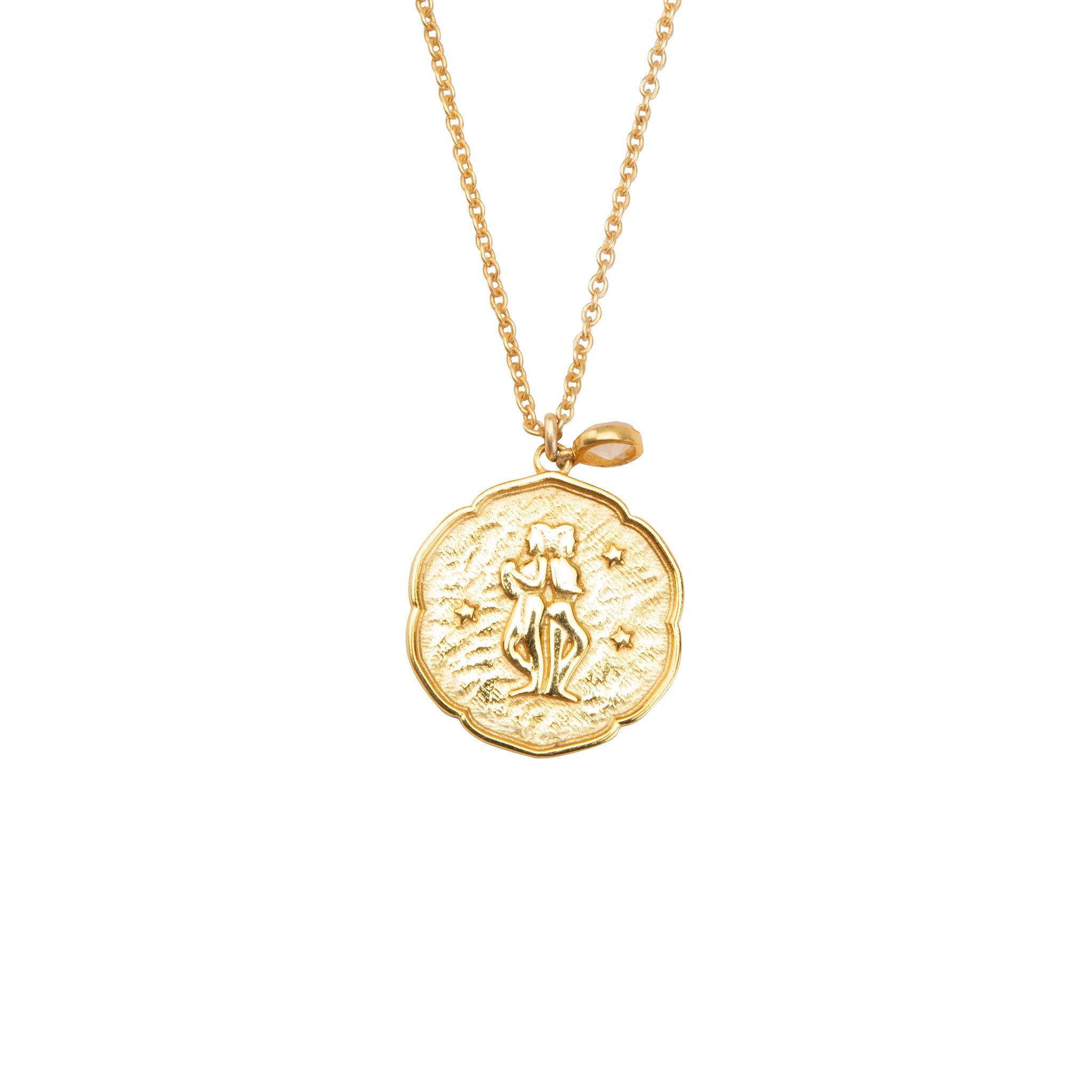 Gemini Necklace With Birth Stone Charm