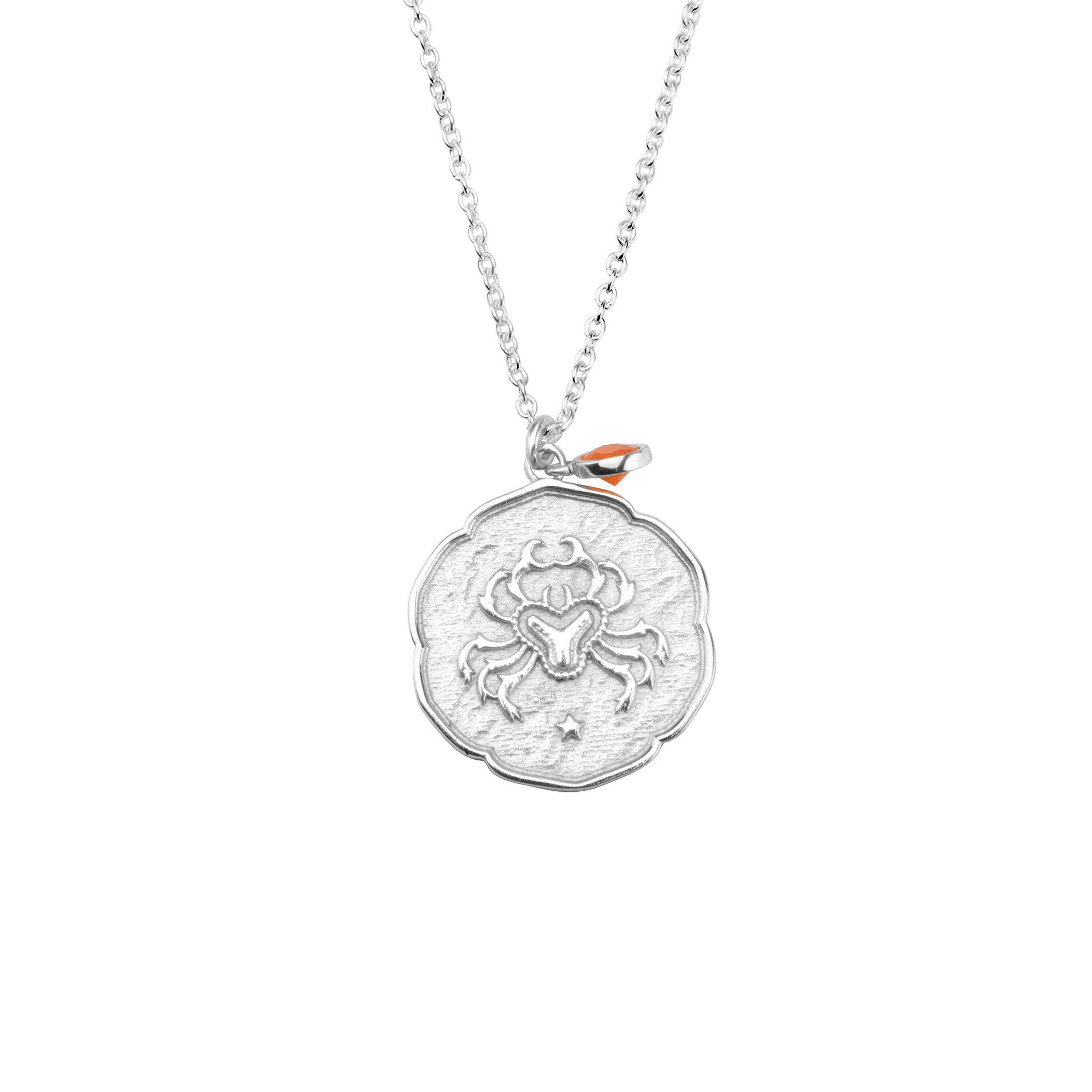 Cancer Necklace With Birth Stone Charm