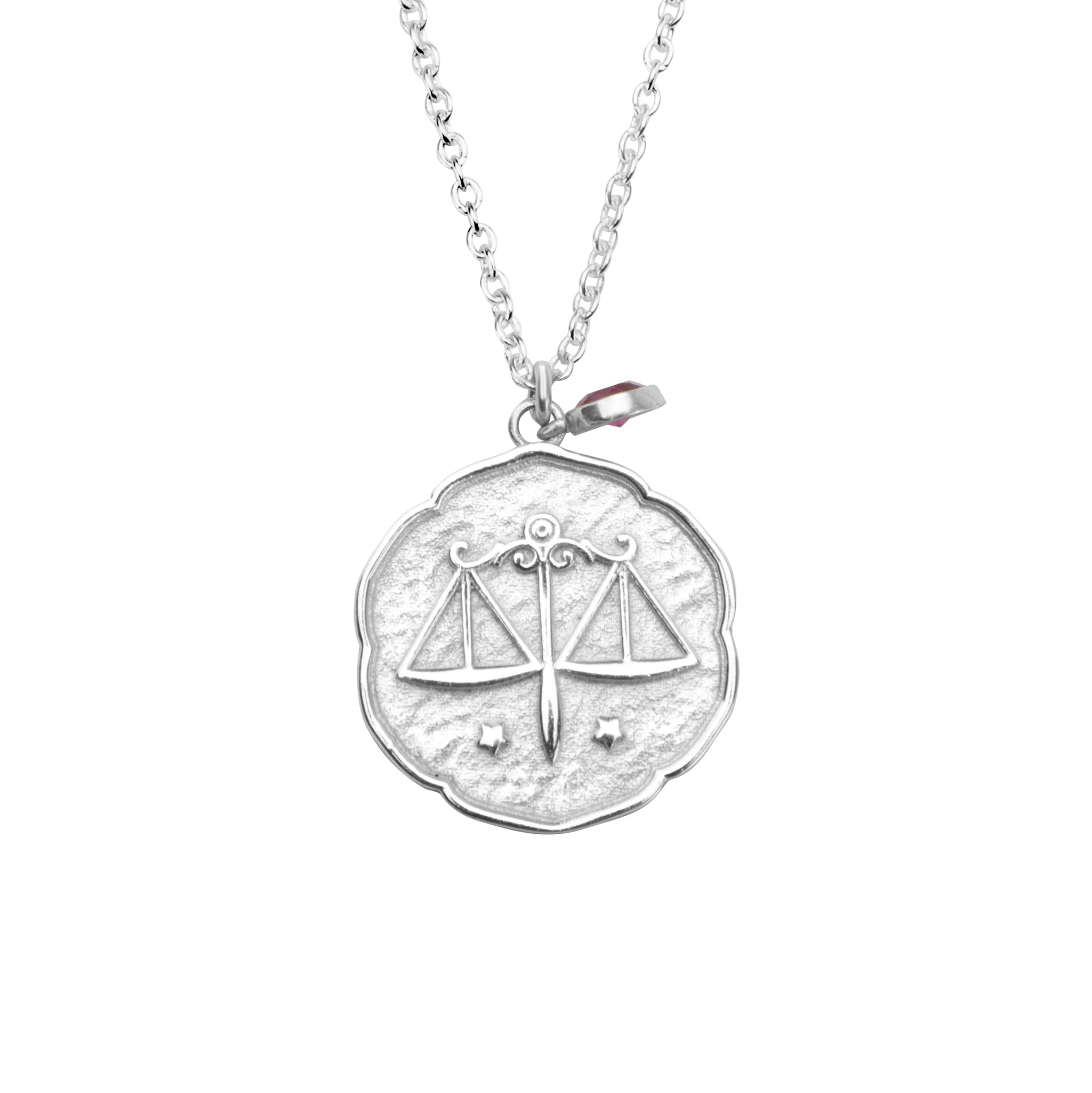 Libra Necklace With Birth Stone Charm