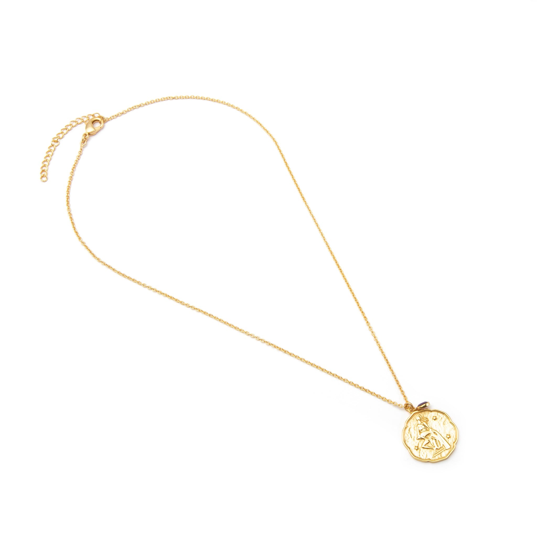 Aquarius Necklace With Birth Stone Charm