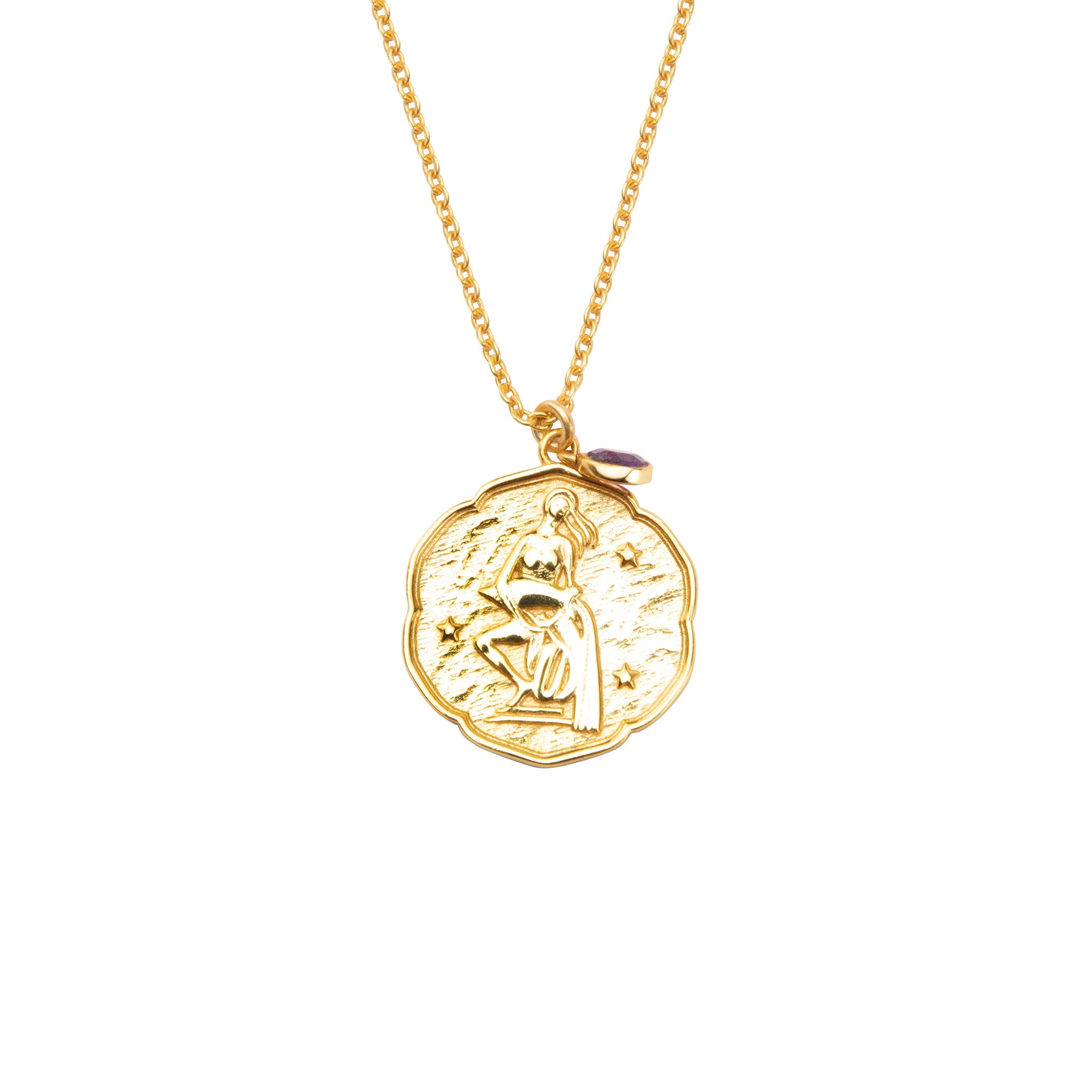 Aquarius Necklace With Birth Stone Charm