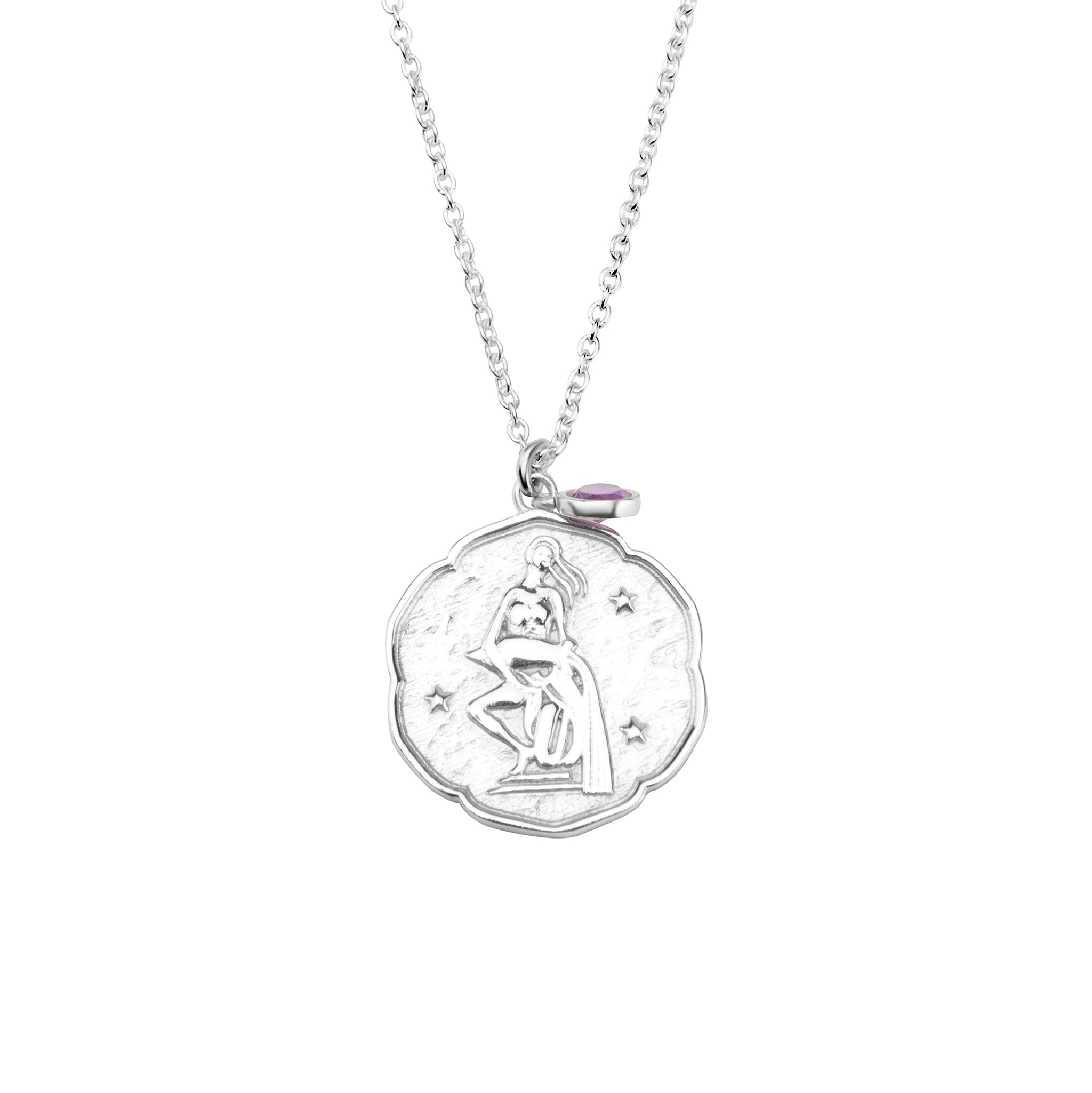 Aquarius Necklace With Birth Stone Charm