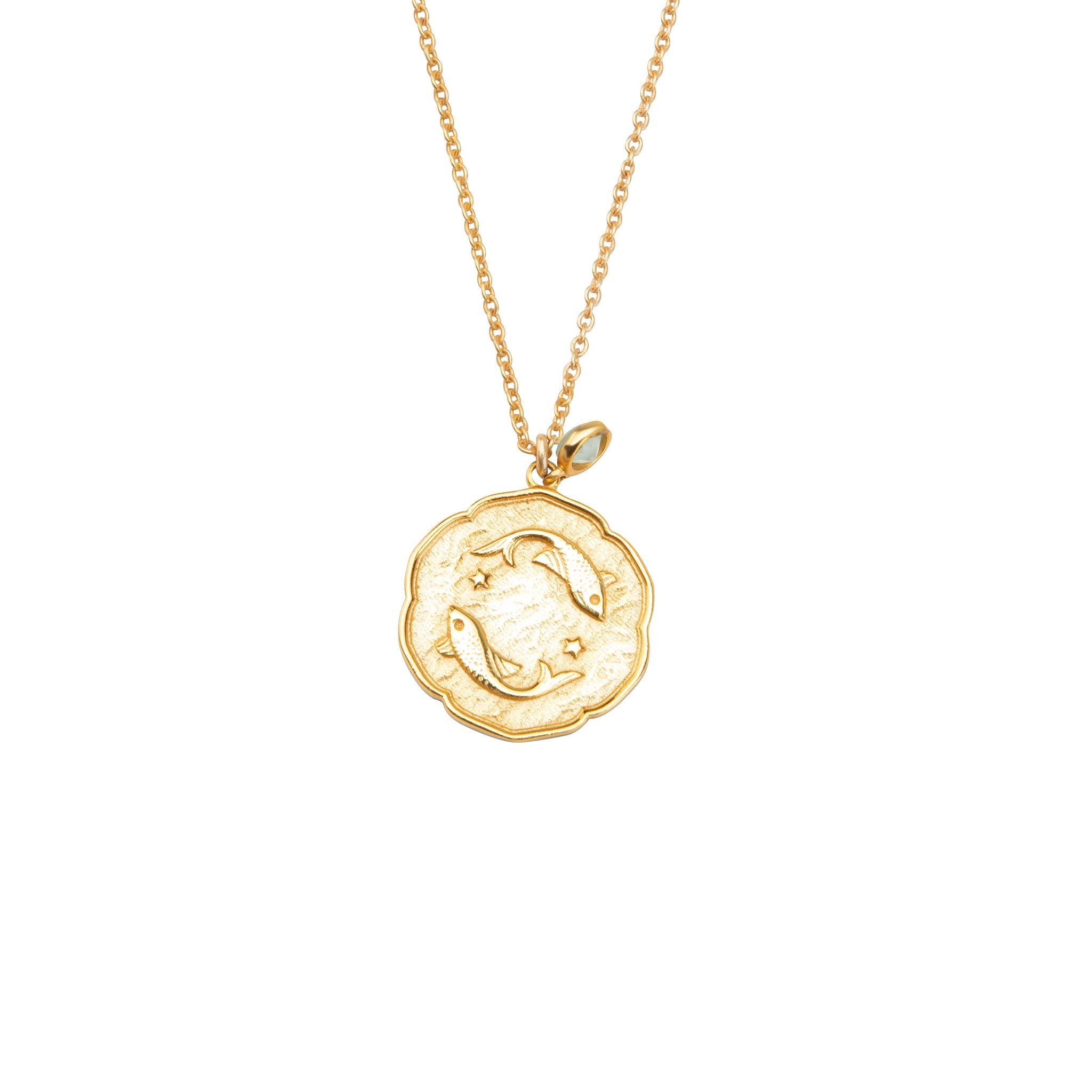 Pisces Necklace With Birth Stone Charm
