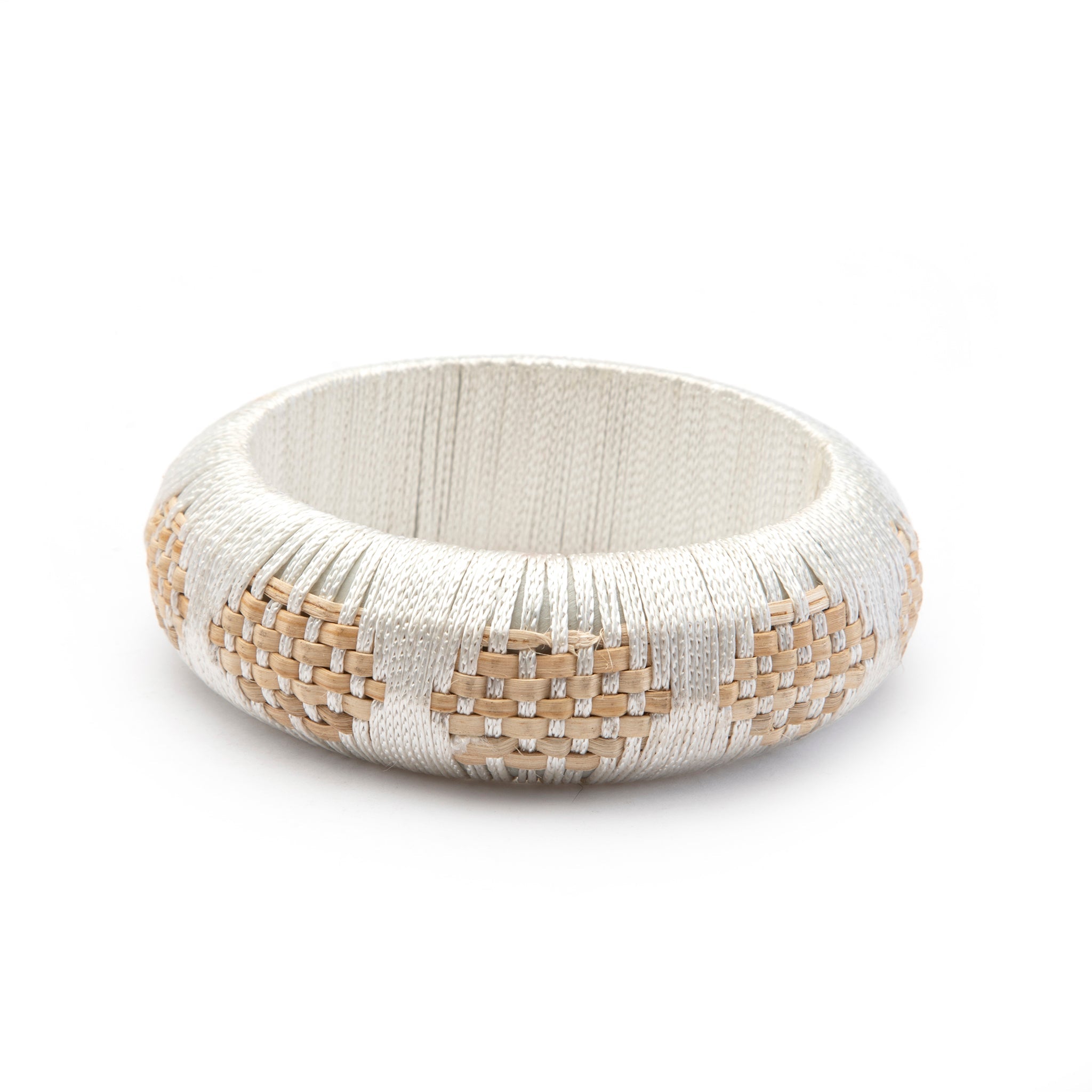 Anaisha Handwoven Cotton Cord & Natural Rattan Bangle