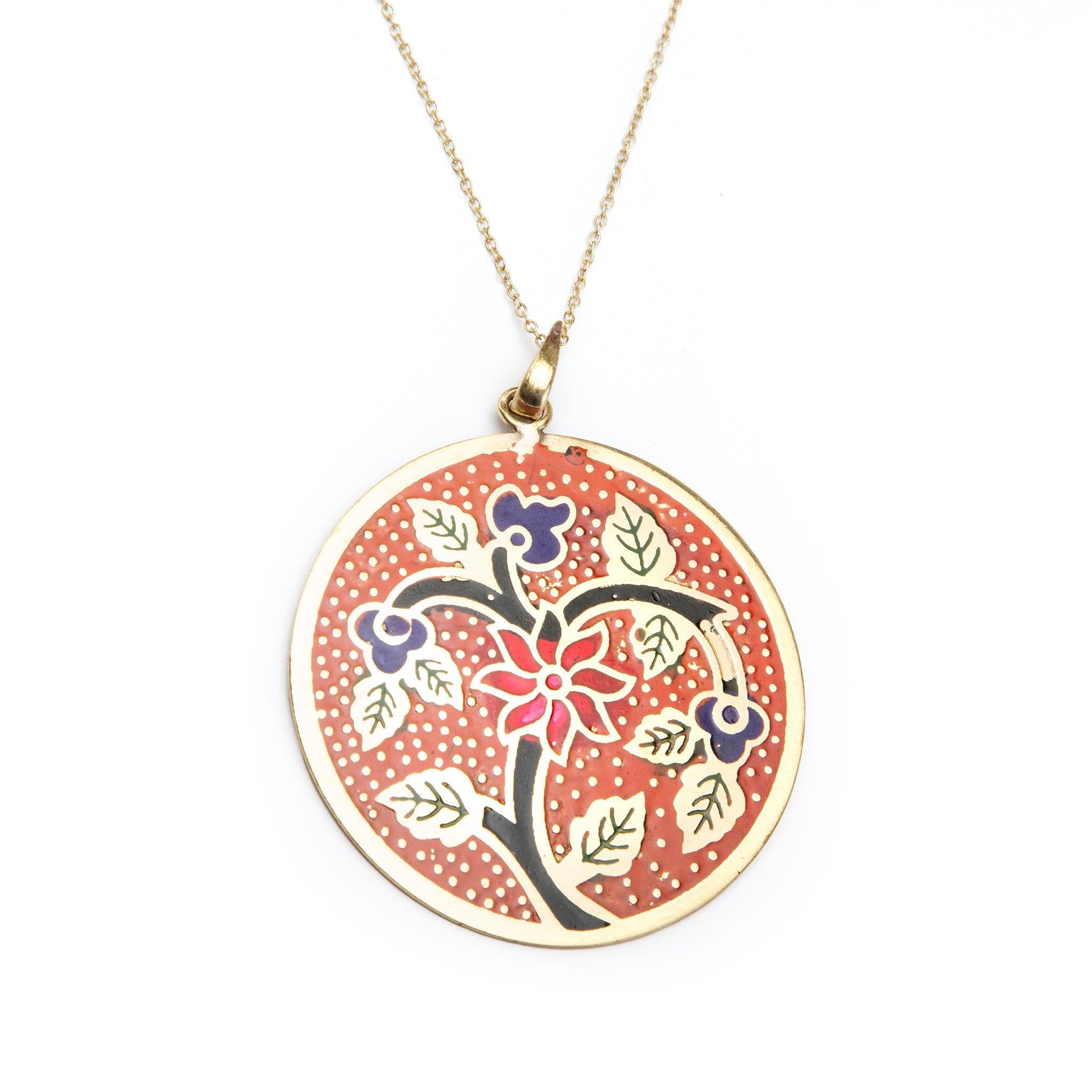 Azha Engraved Enamel Pendant