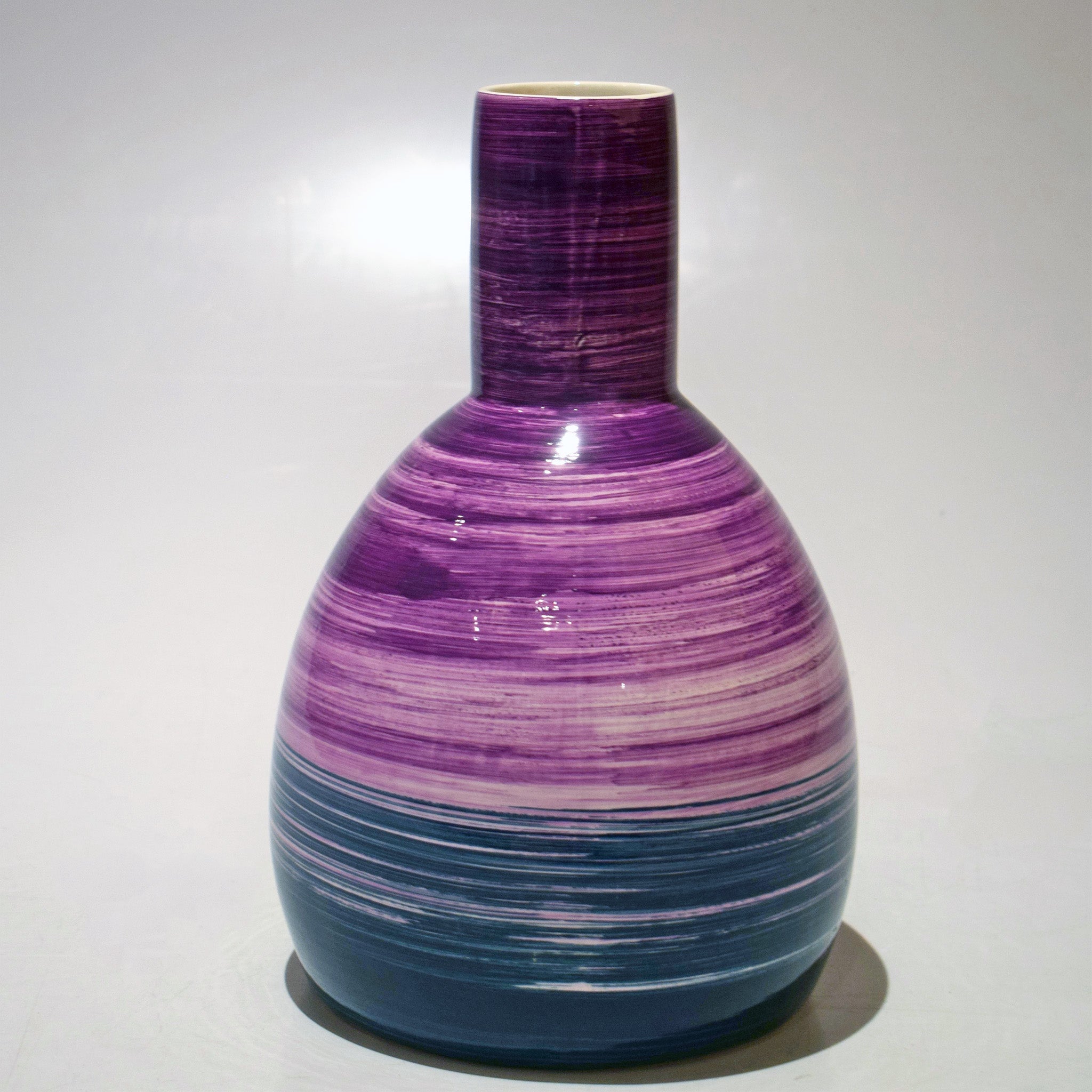 Handcrafted Multi-Color Vase – Ombre Purple & Green, Artisanal Beauty