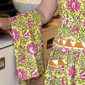 Margaret Floral Design Yellow Apron