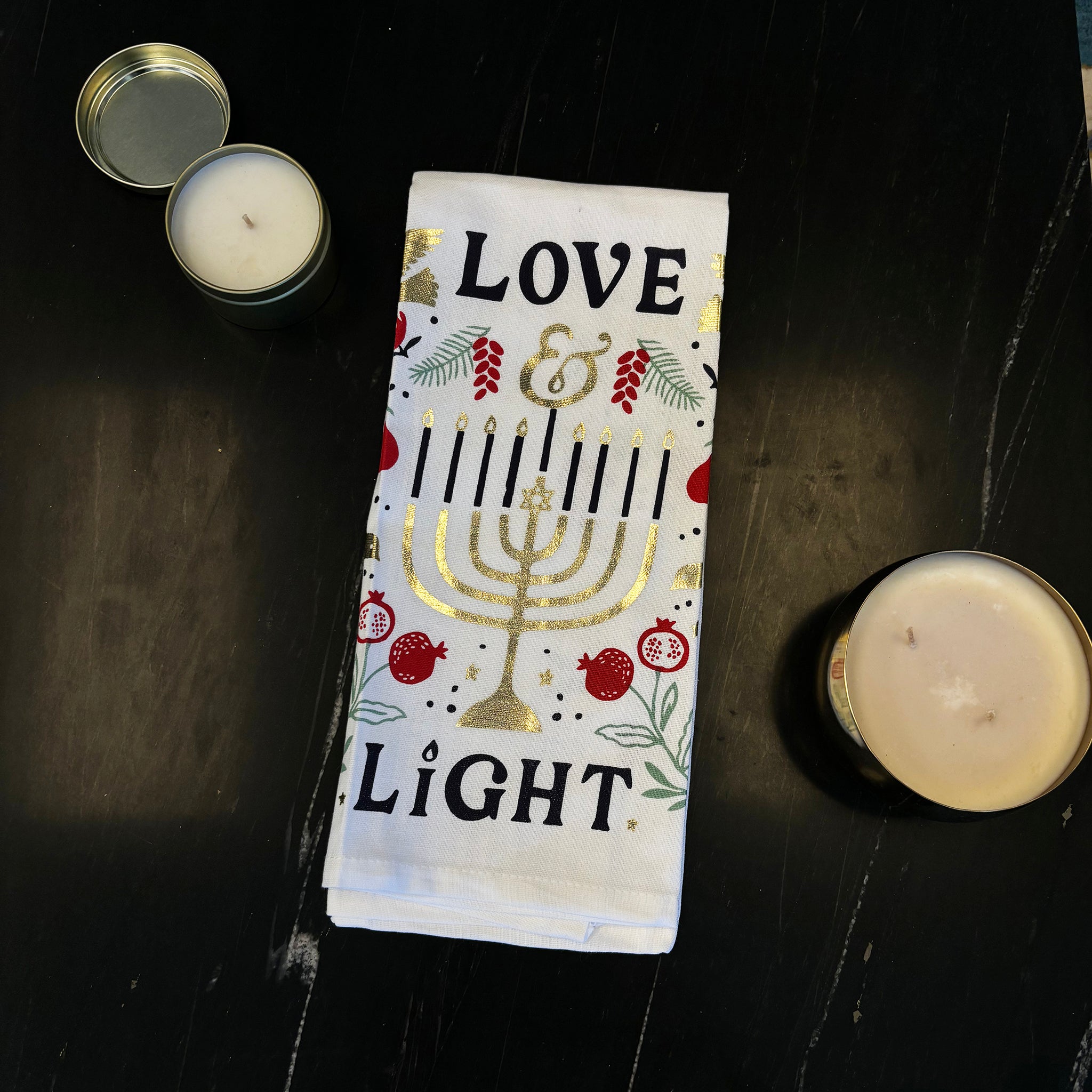 Hanukkah Tea Towels-Love & Light Print