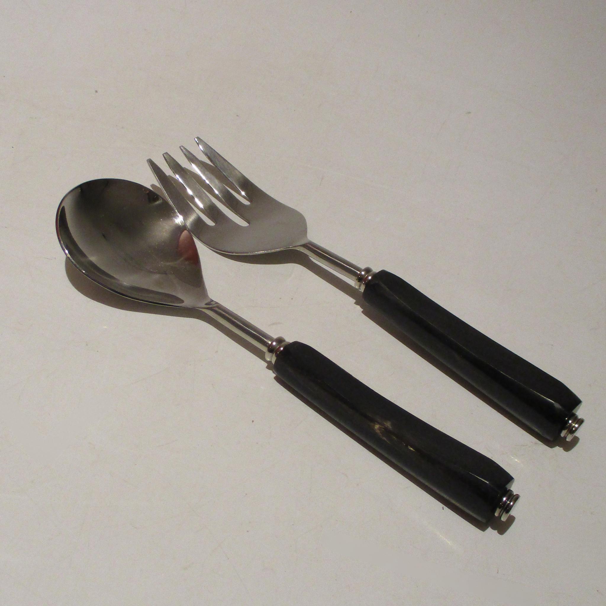 Modern Black Bone 2-Piece Salad Server Set