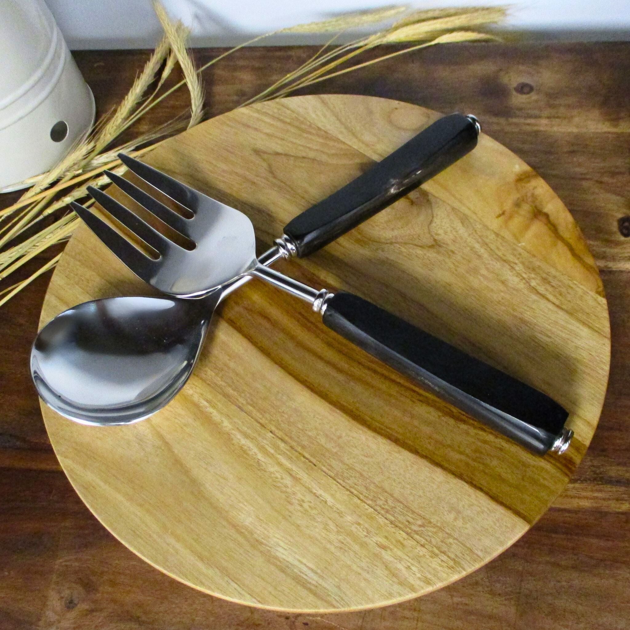 Modern Black Bone 2-Piece Salad Server Set