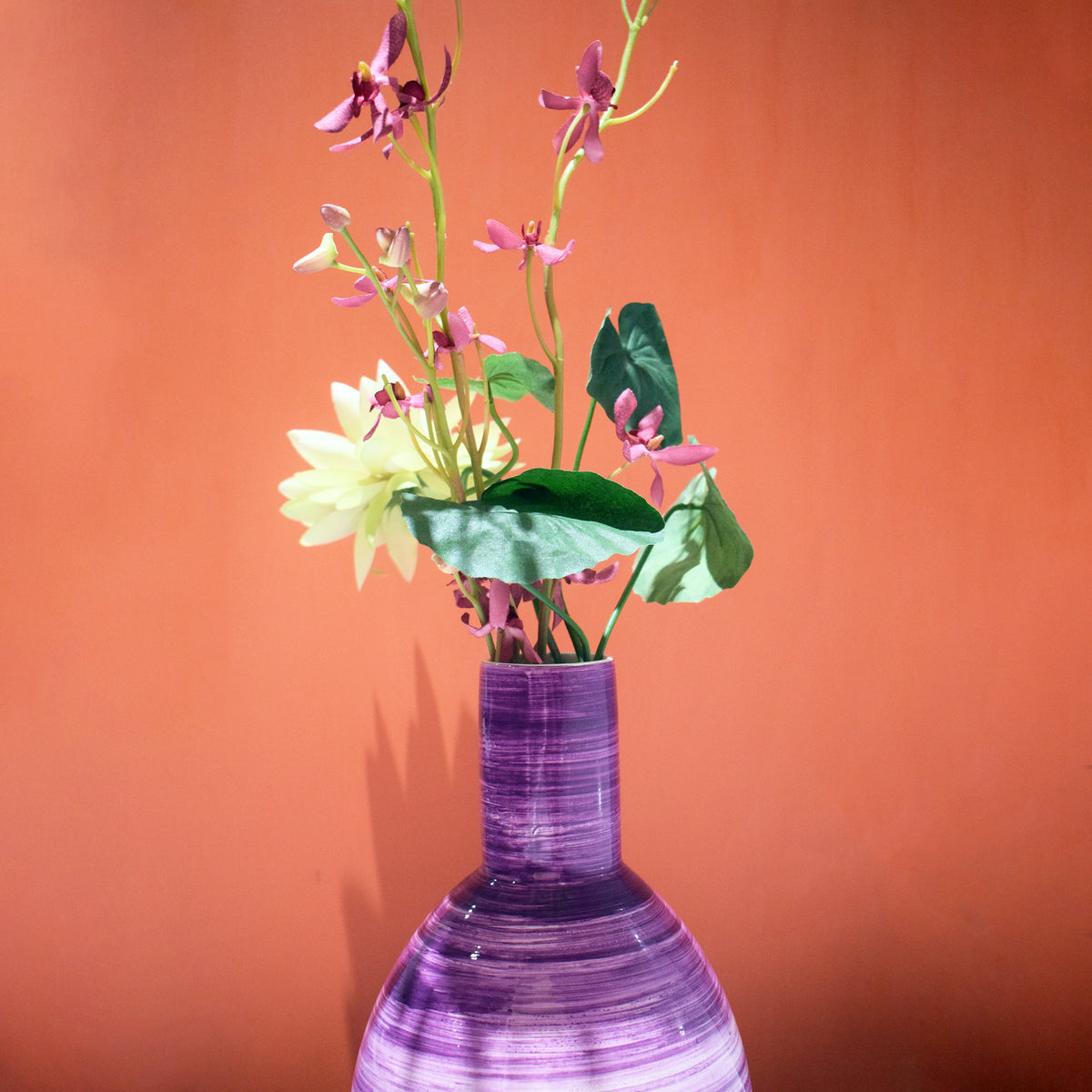 Handcrafted Multi-Color Vase – Ombre Purple & Green, Artisanal Beauty