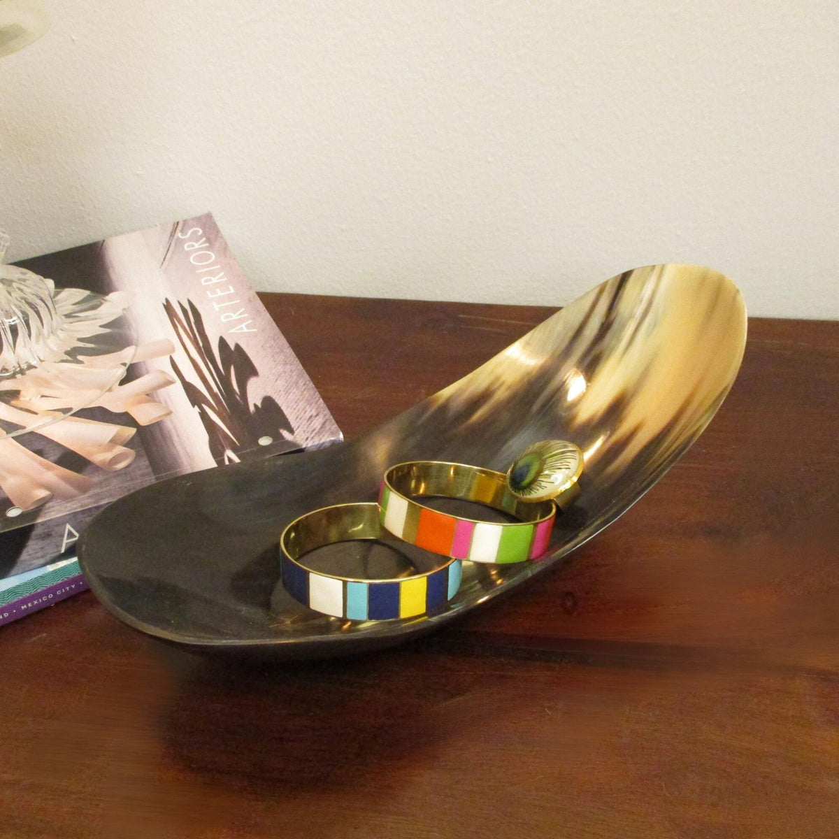 Oblong Horn Bowl - A Unique Artisan Centerpiece