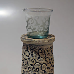 Arabesque Candle holders – Intricate, Earthy Design with Glass Votive