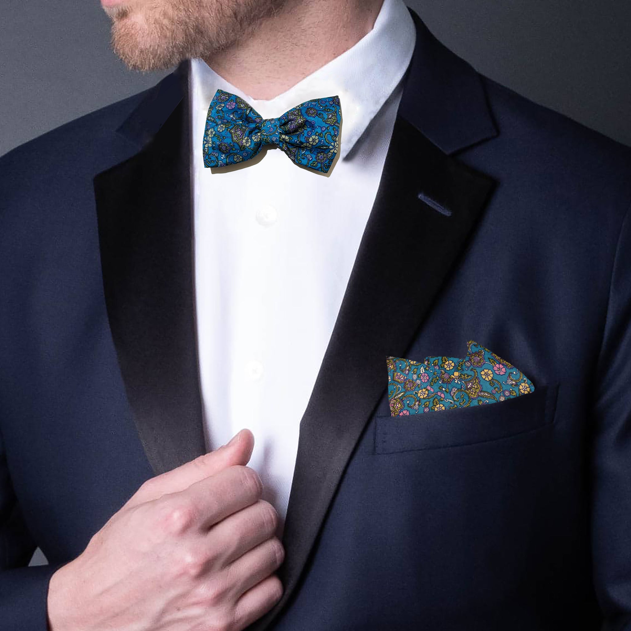 Azure Legacy Bowtie + Pocket Square