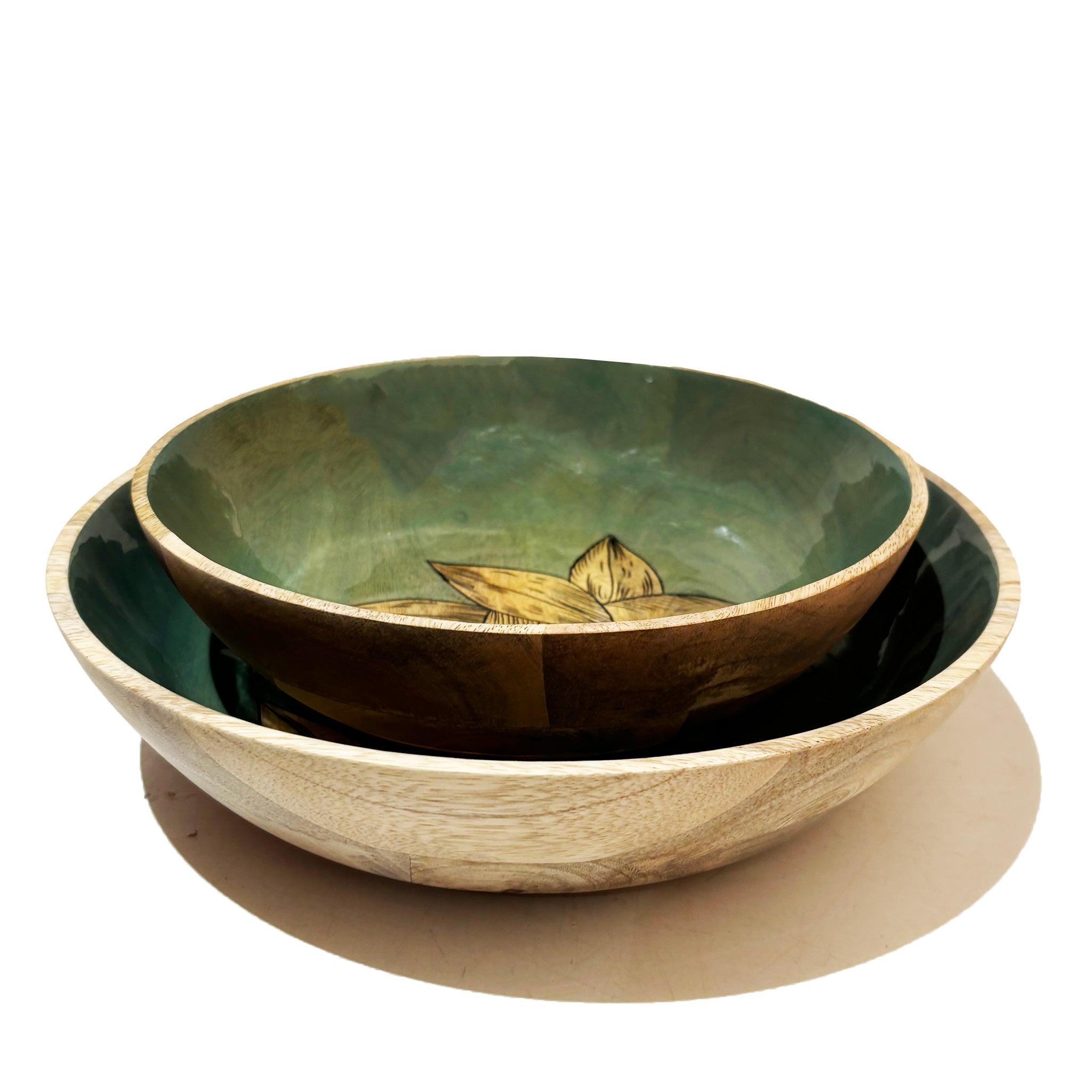 Blue Wooden Iris Floral Bowl - Small or Large