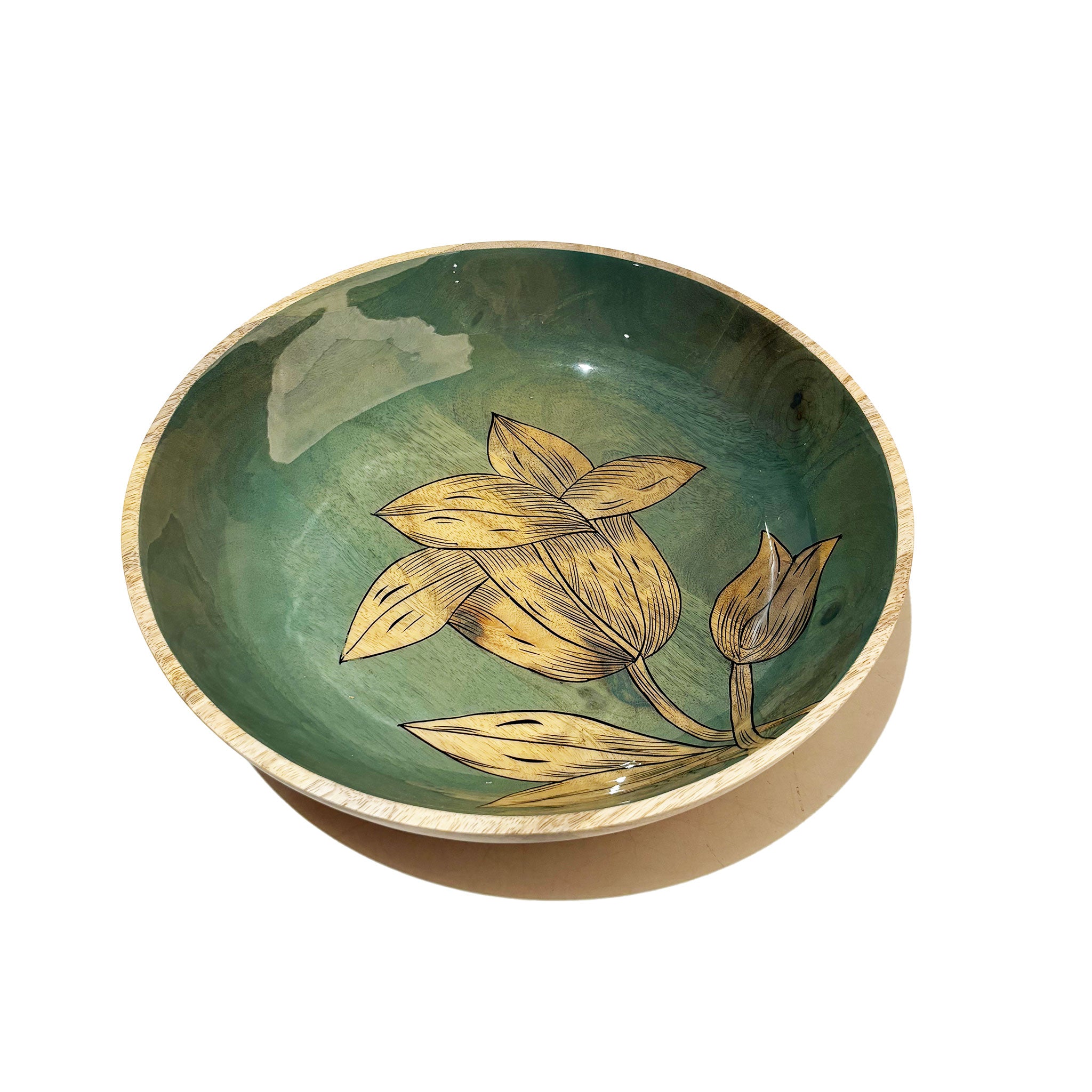 Blue Wooden Iris Floral Bowl - Small or Large