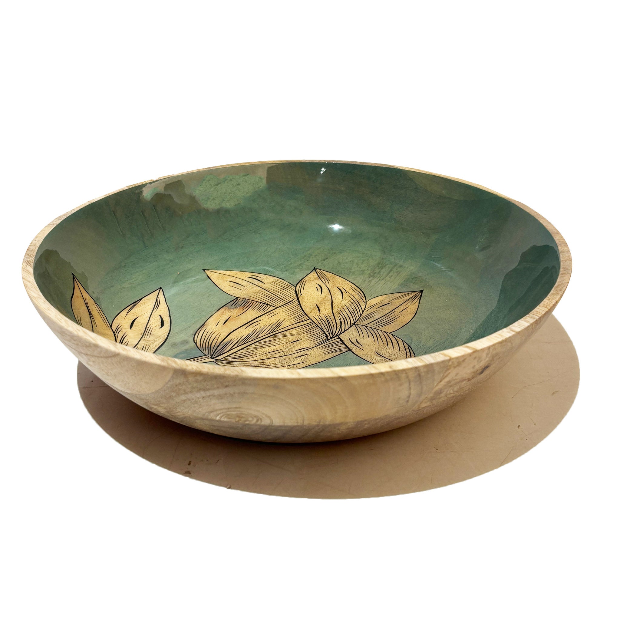 Blue Wooden Iris Floral Bowl - Small or Large