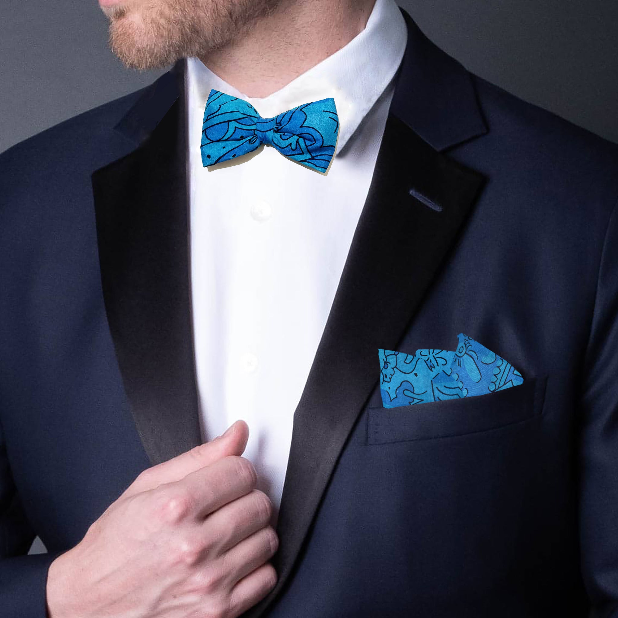 Oceanic Symphony Bowtie + Pocket Square