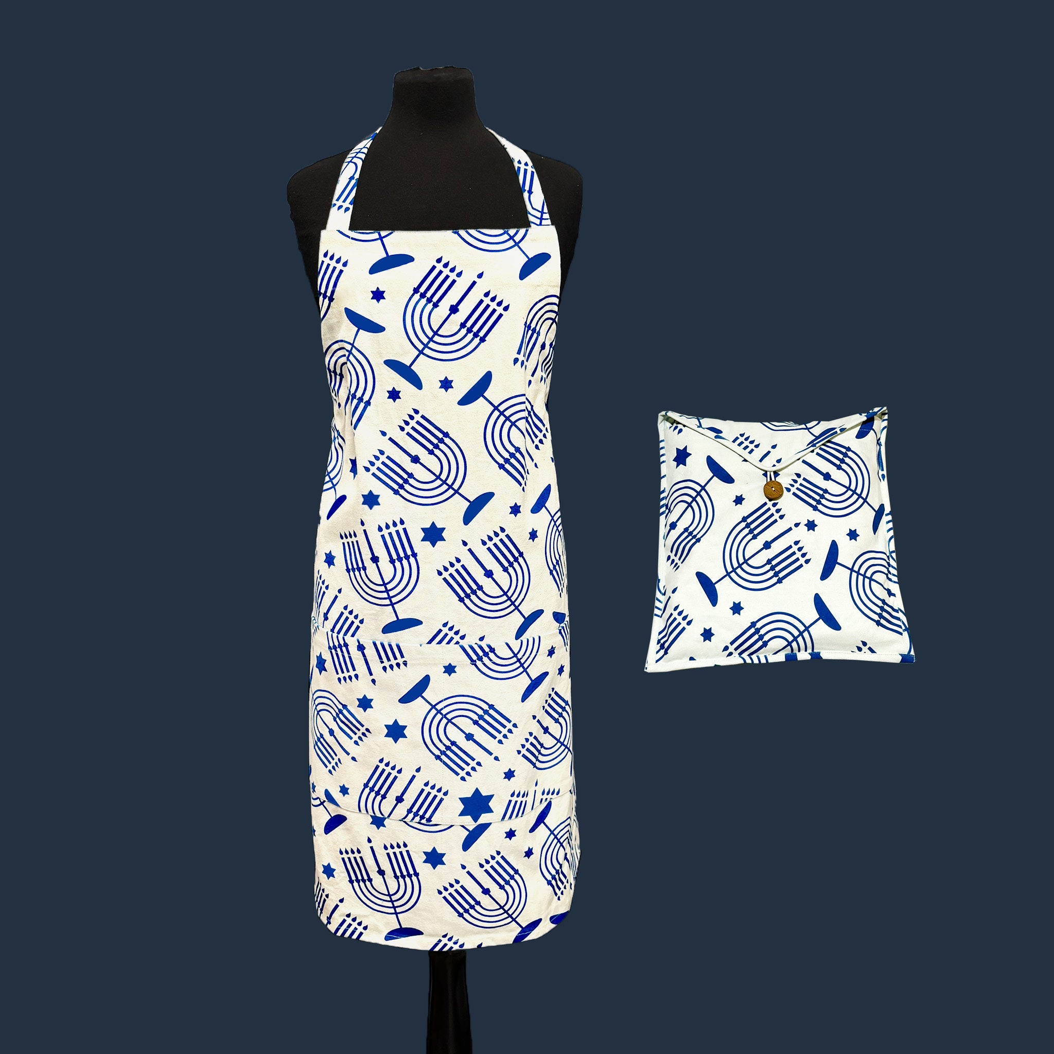 Adult Blue Hanukkah Apron