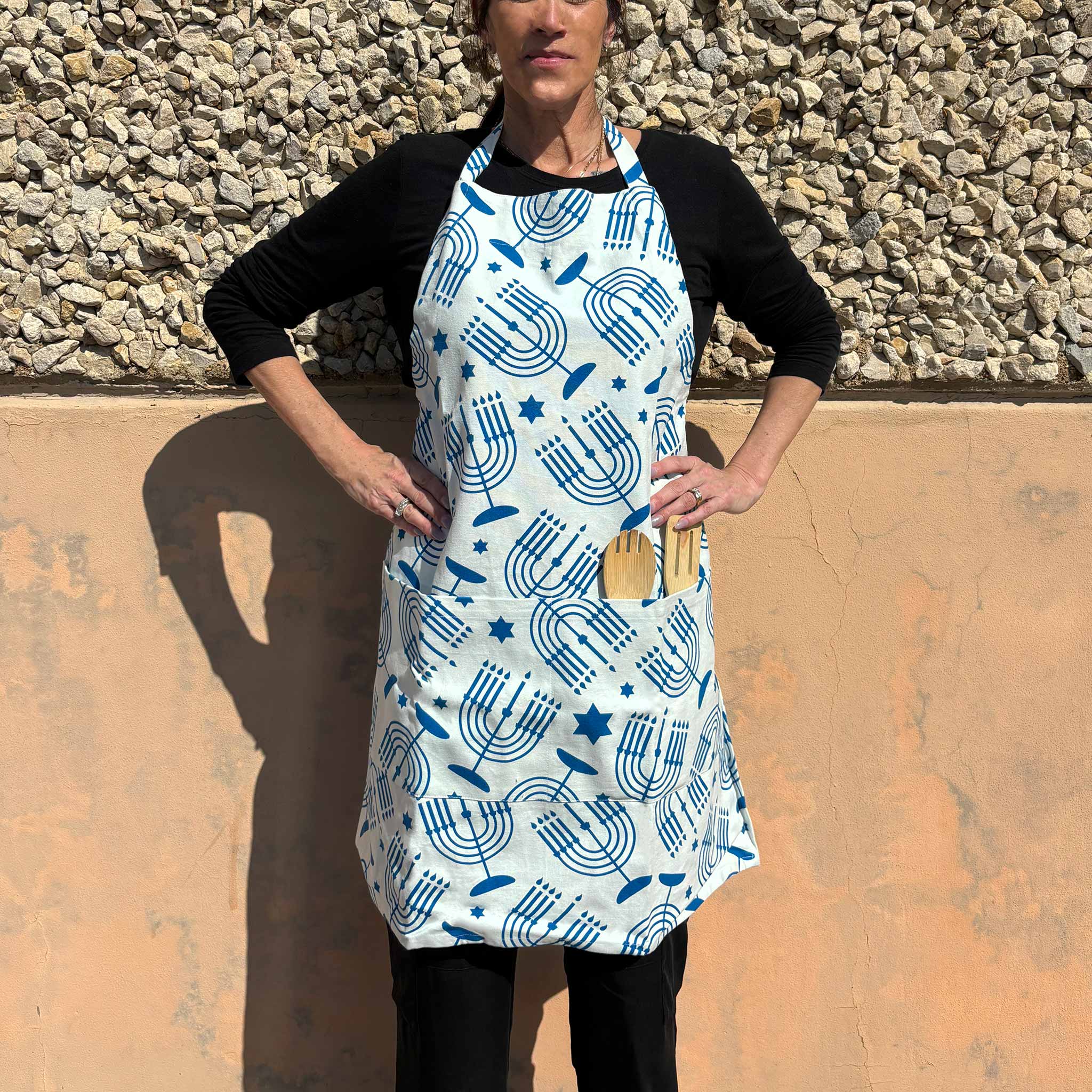 Adult Blue Hanukkah Apron