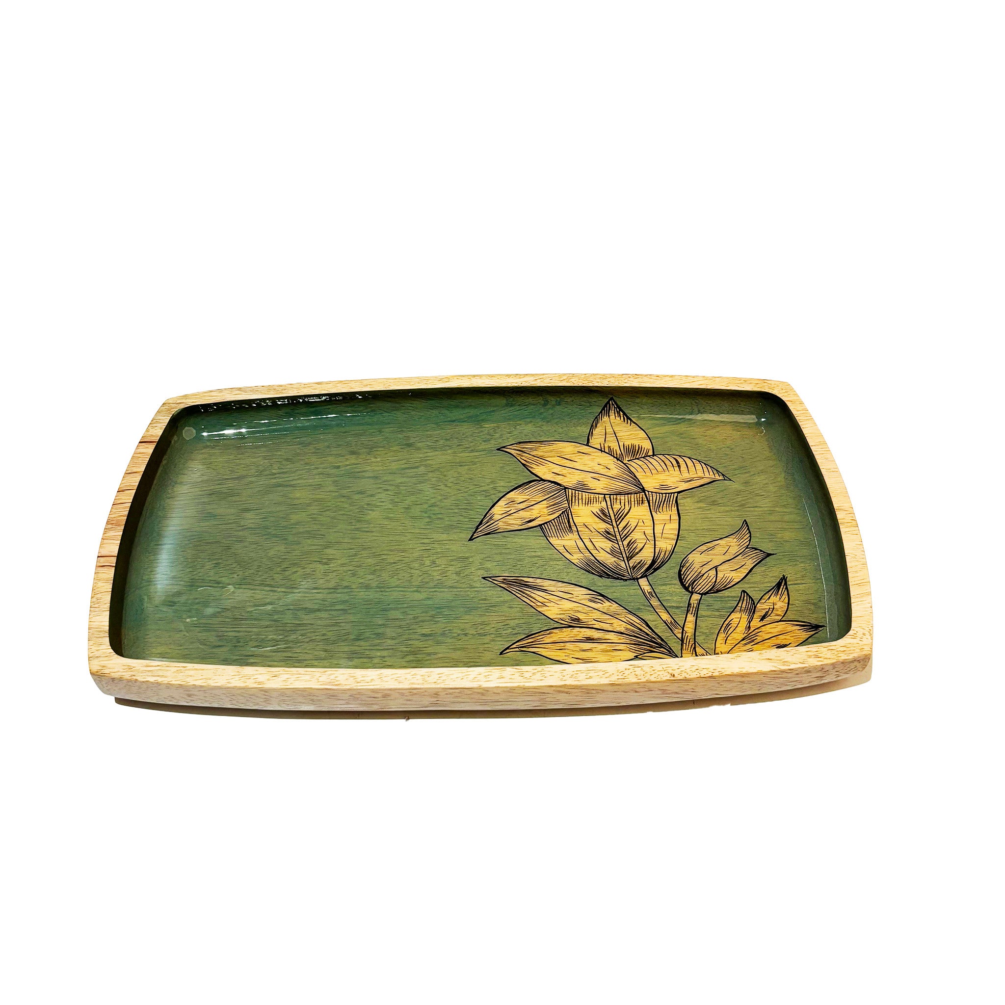 Blue Tray with Floral Design