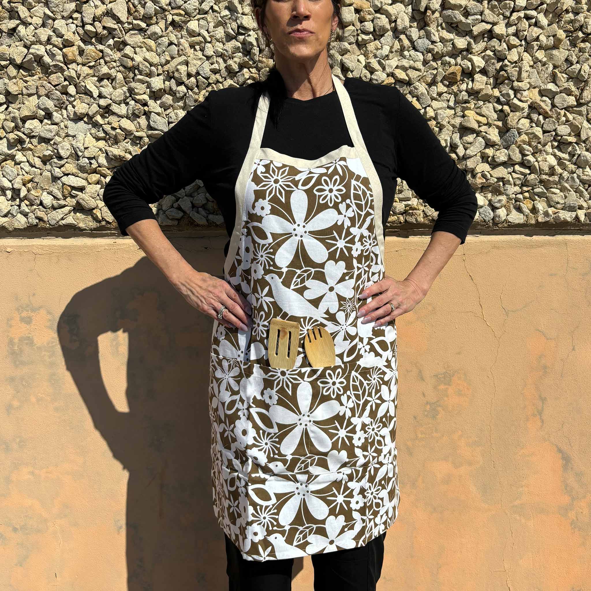 Adult Earthy Olive Floral Apron