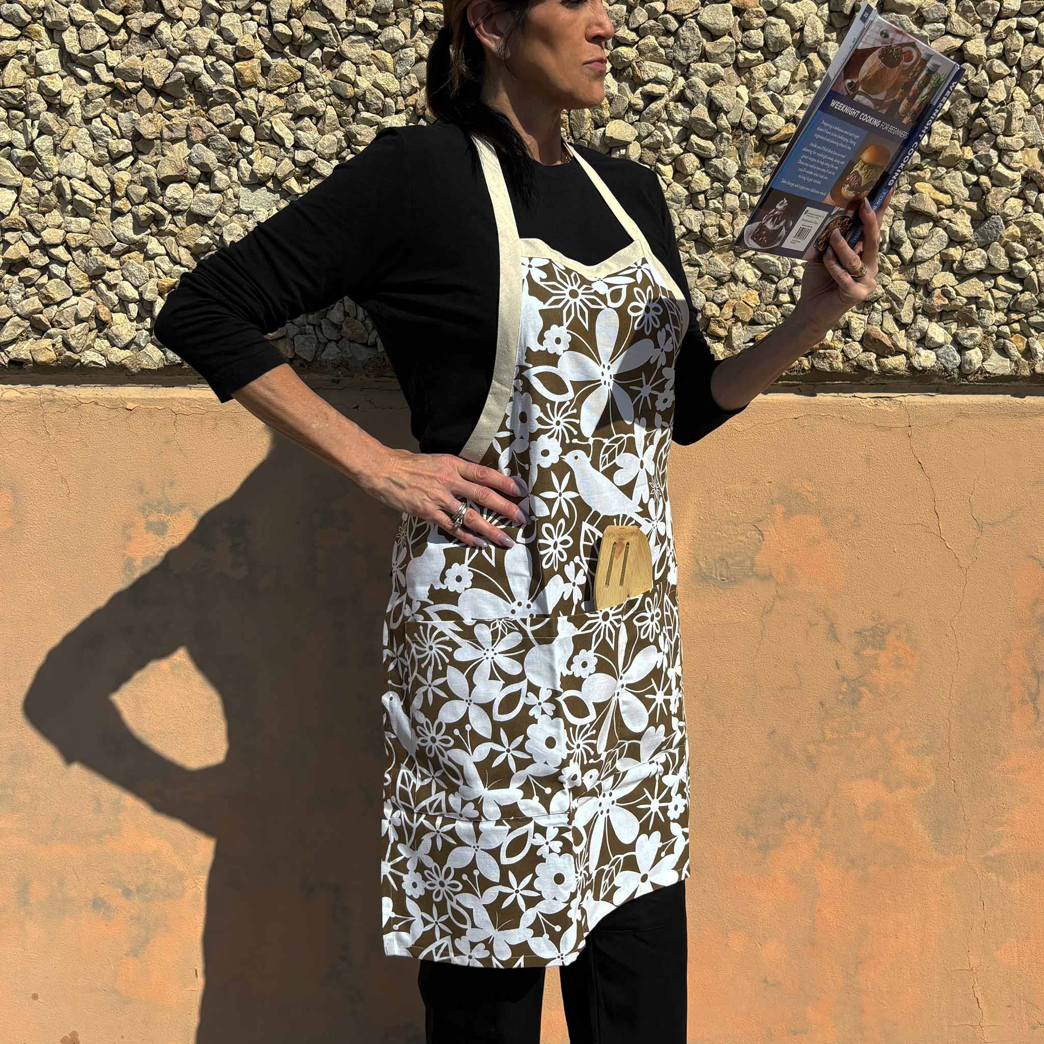 Adult Earthy Olive Floral Apron