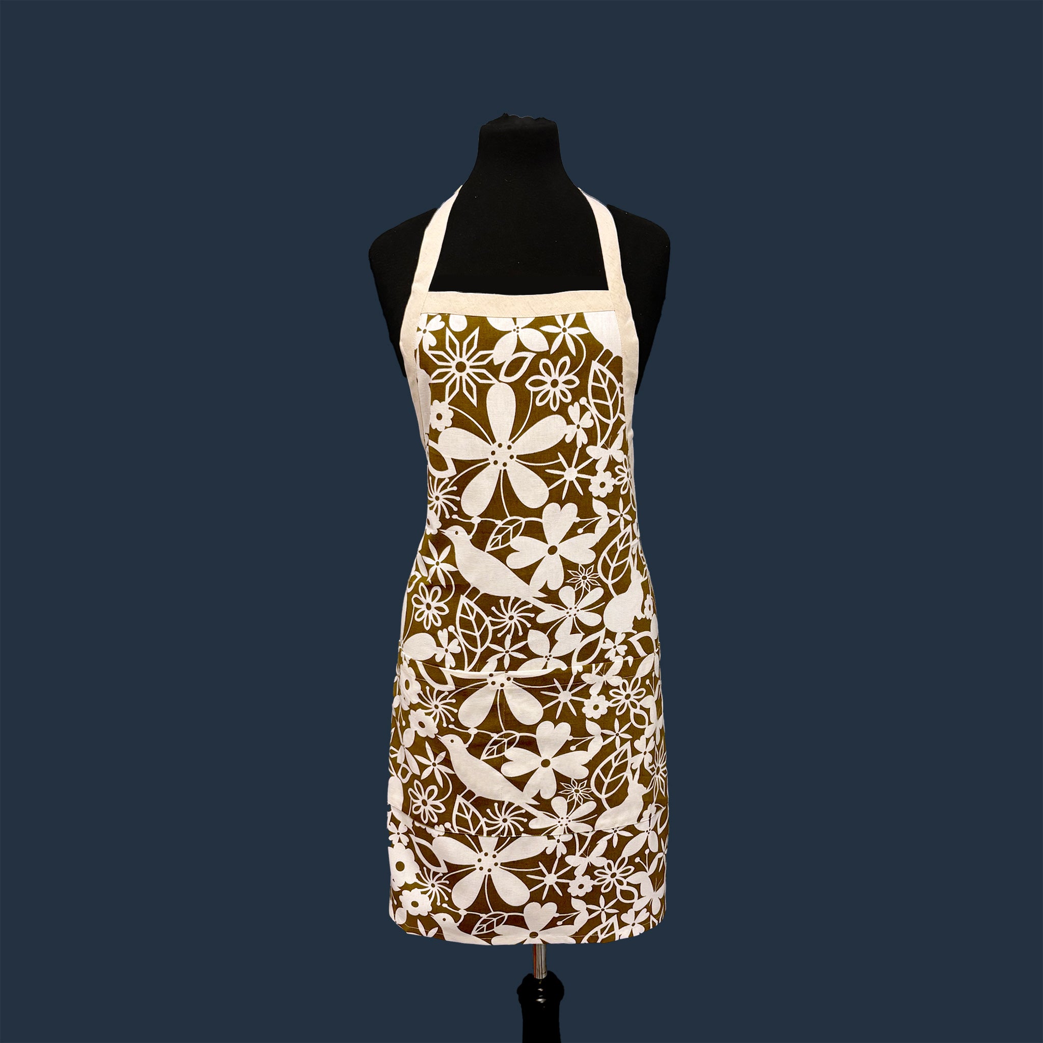 Adult Earthy Olive Floral Apron