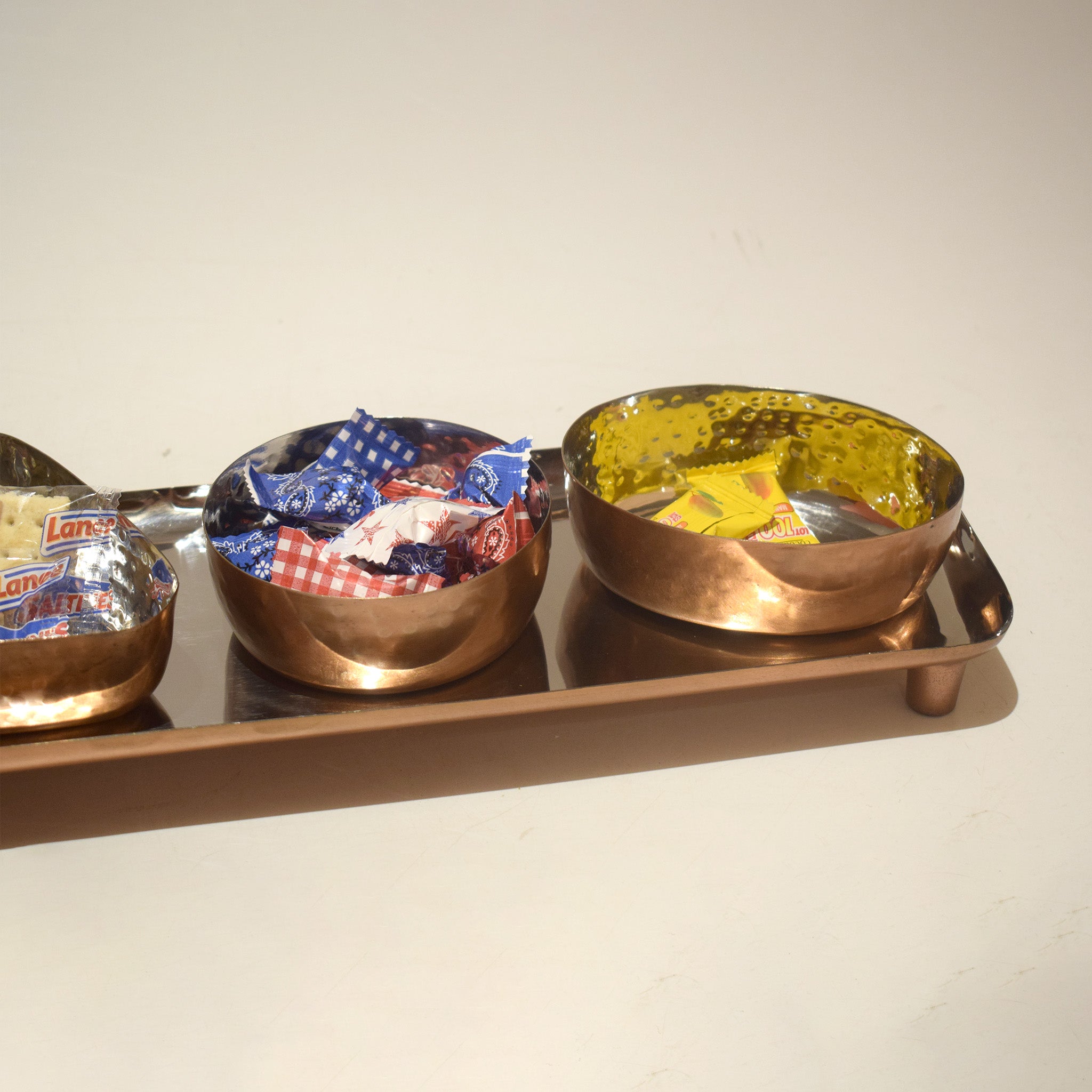 Copper Condiment Tray with 4 Bowls