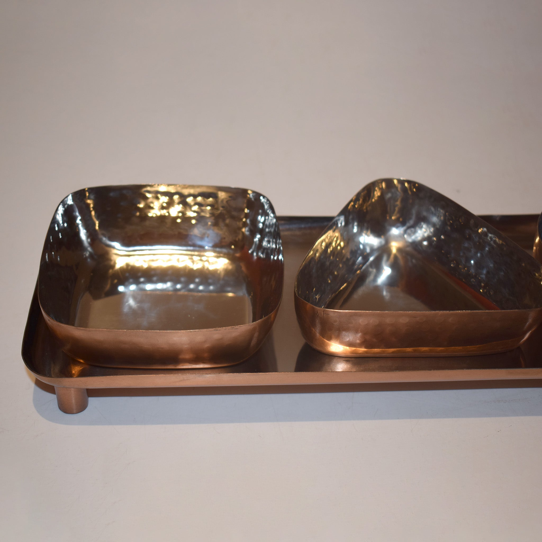 Copper Condiment Tray with 4 Bowls