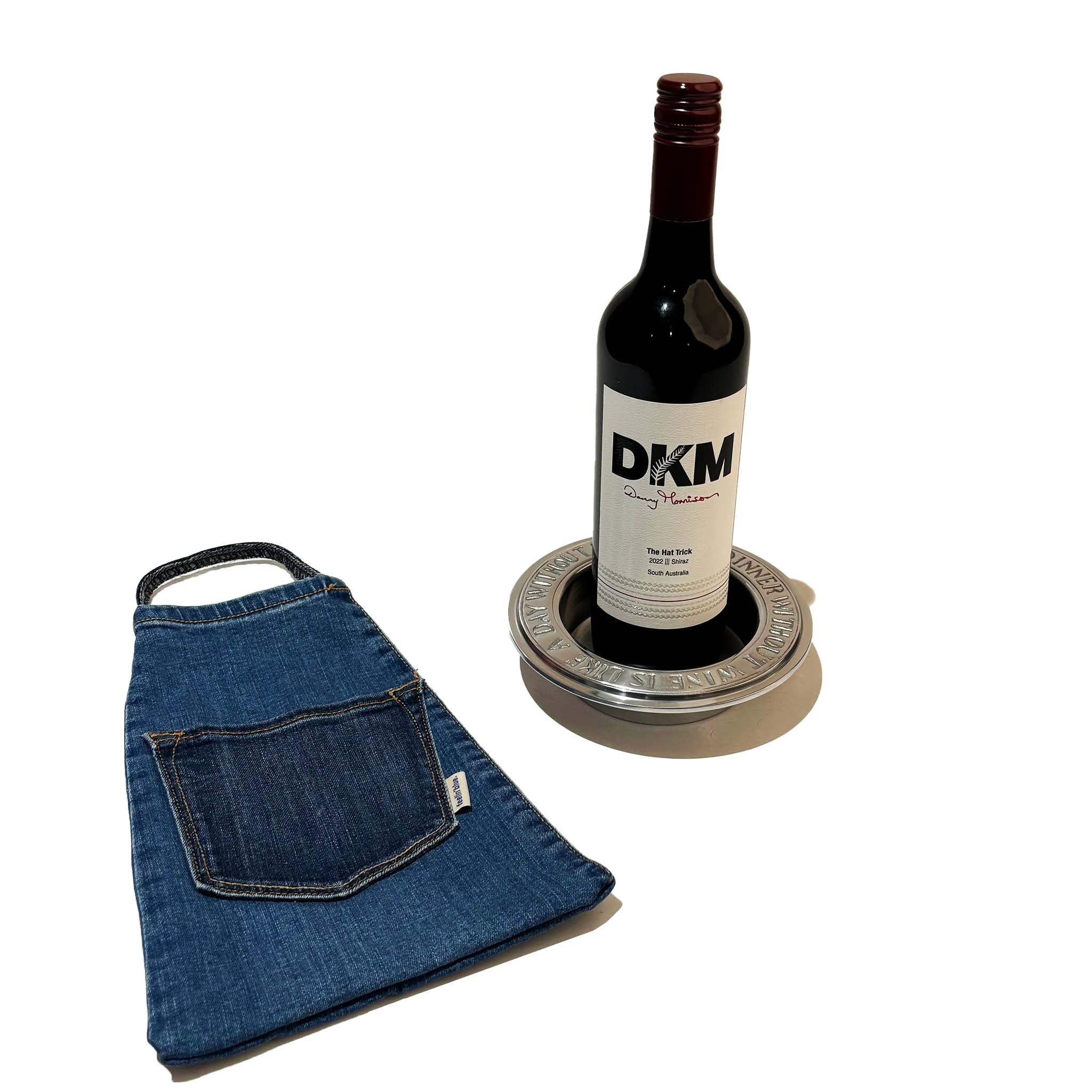 Denim Wine Bag & Aluminum Wine Coaster