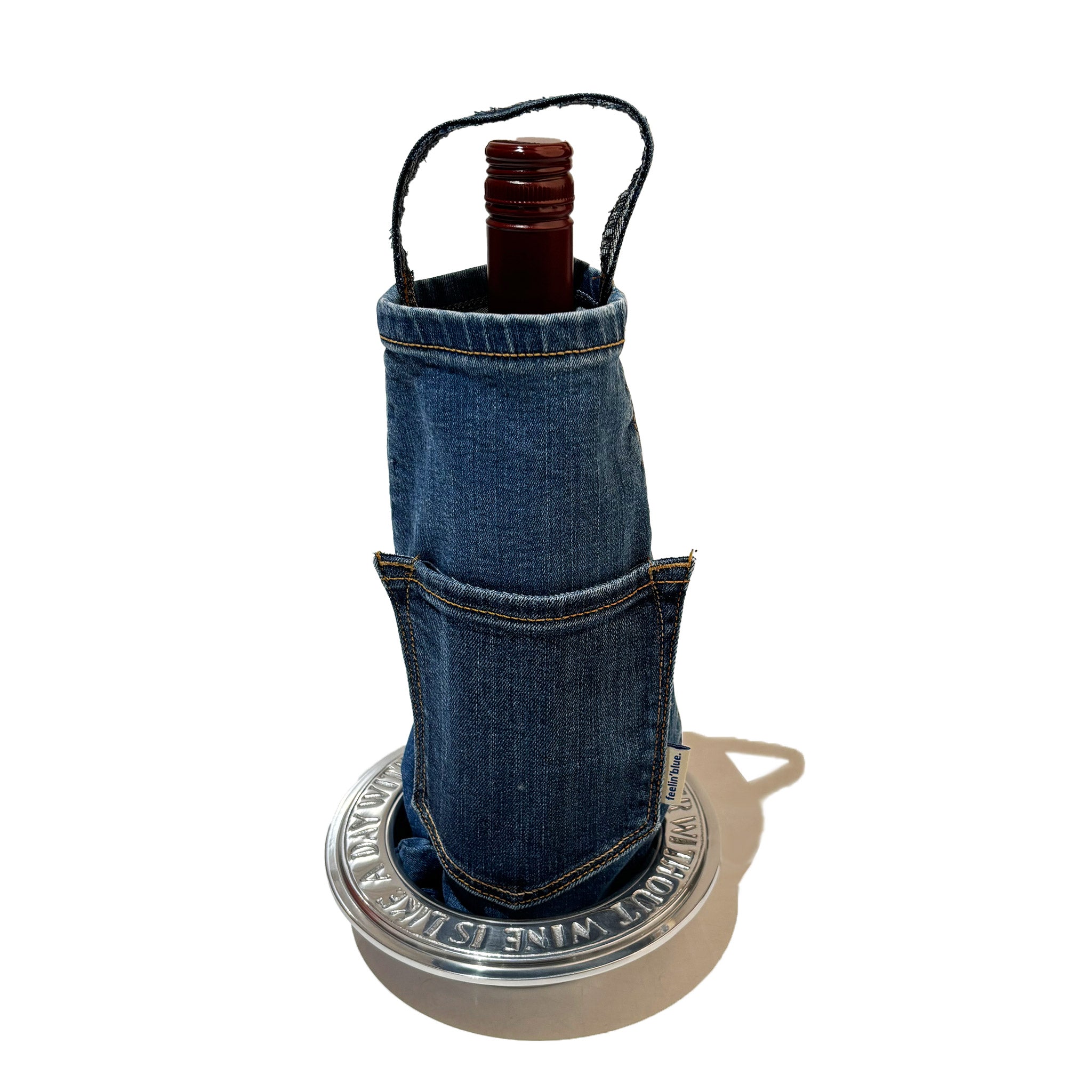 Denim Wine Bag & Aluminum Wine Coaster