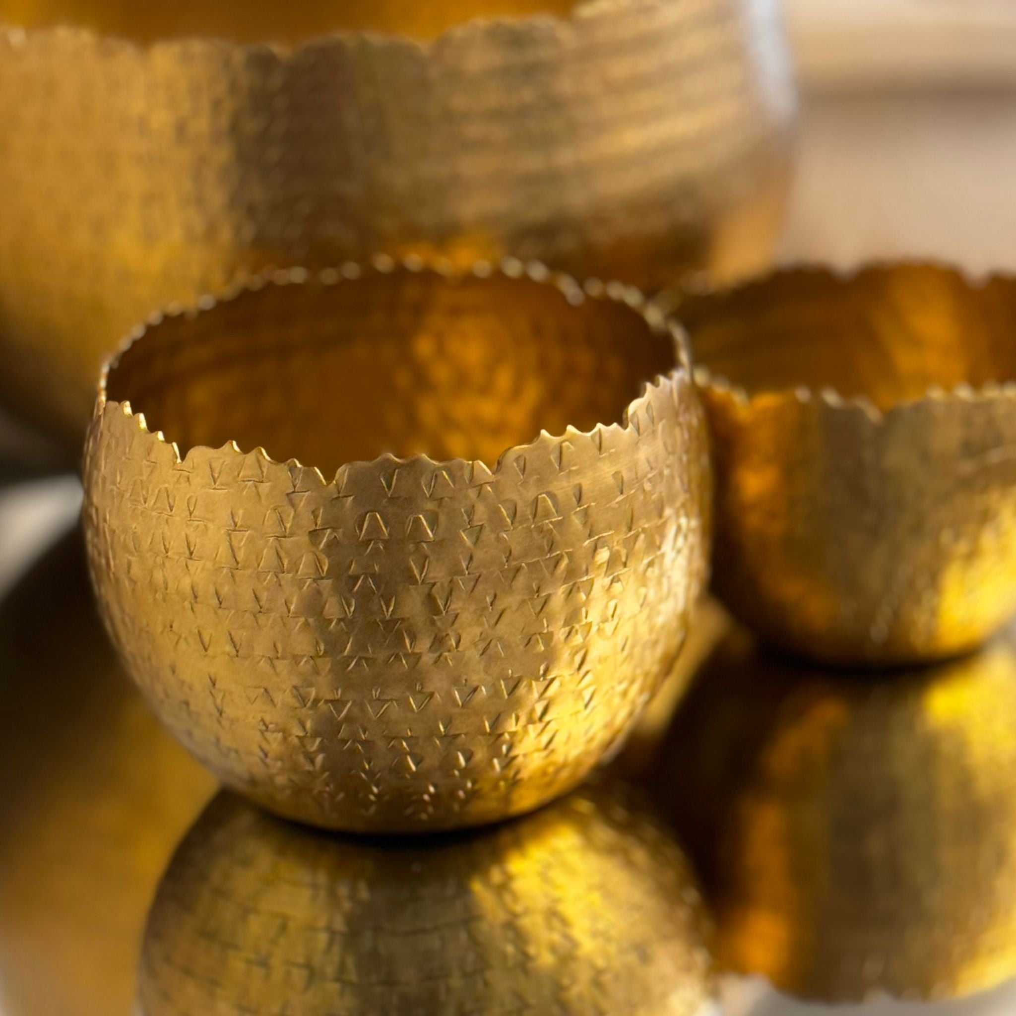 Gilded Hammered Bowls