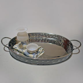 Gunmetal Elements Oval Tray – Modern Elegance for Serving & Display